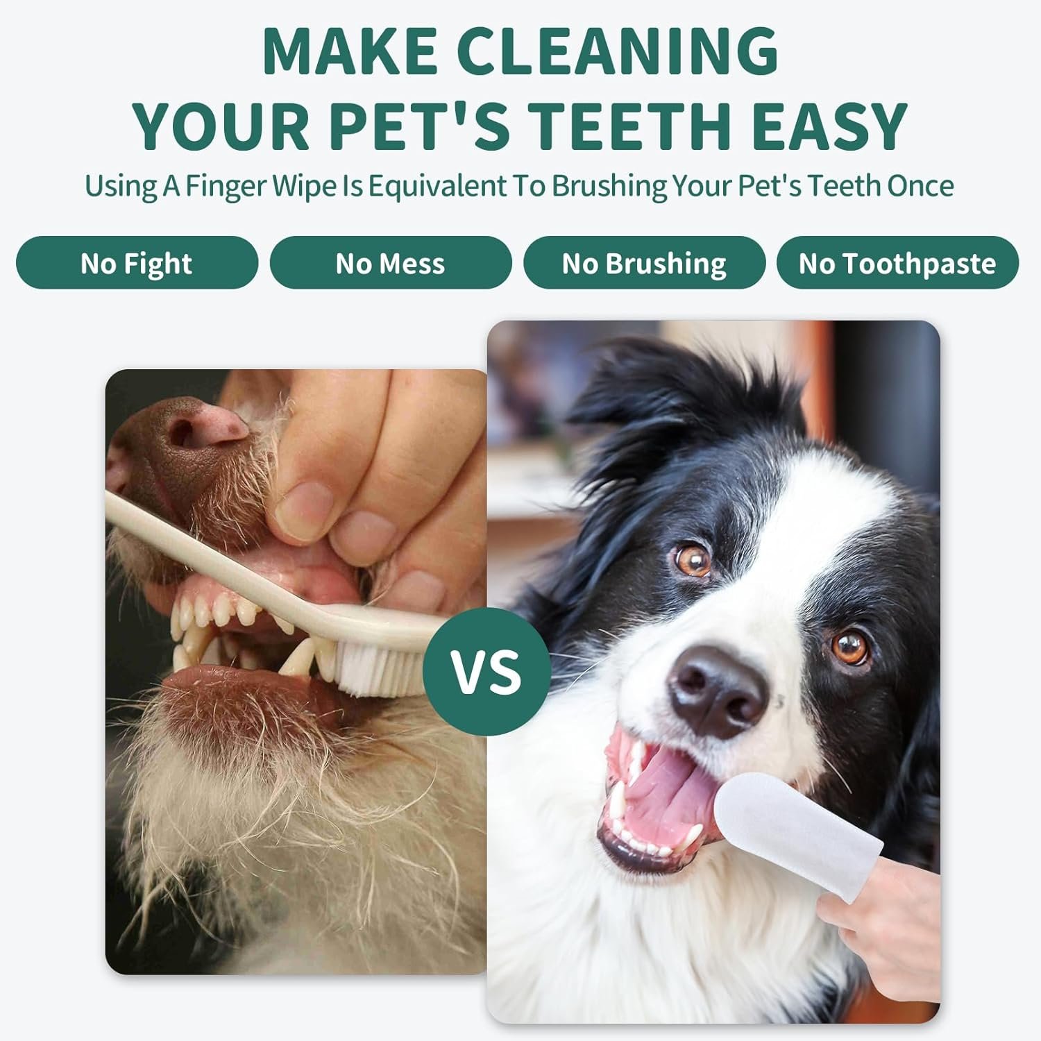 Teeth Cleaning Wipes for Dogs & Cats, Dog Tooth Brushing Kit Dog Dental Wipes, Reduces Tartar & Plaque Fresh Breath Dog Teeth Cleaning Finger Toothbrush, Disposable Gentle Dog Teeth Wipes, 120 Counts - Image 5