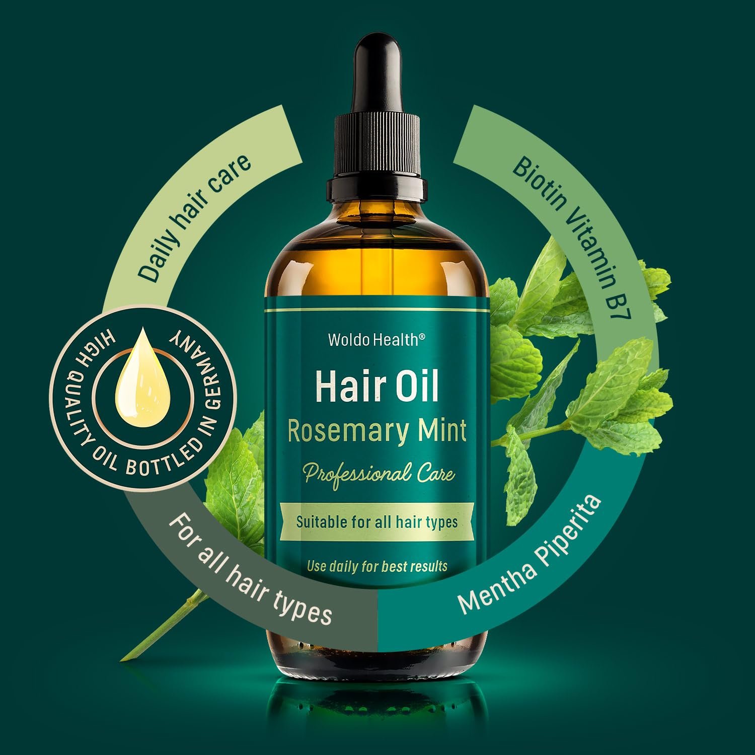 Rosemary Oil with Mint, 3.38 Fl Oz - for Hair Strengthening and Dry Scalp Treatment, Natural Ingredients, Vegan, Hair Oil for All Hair Types - Image 6