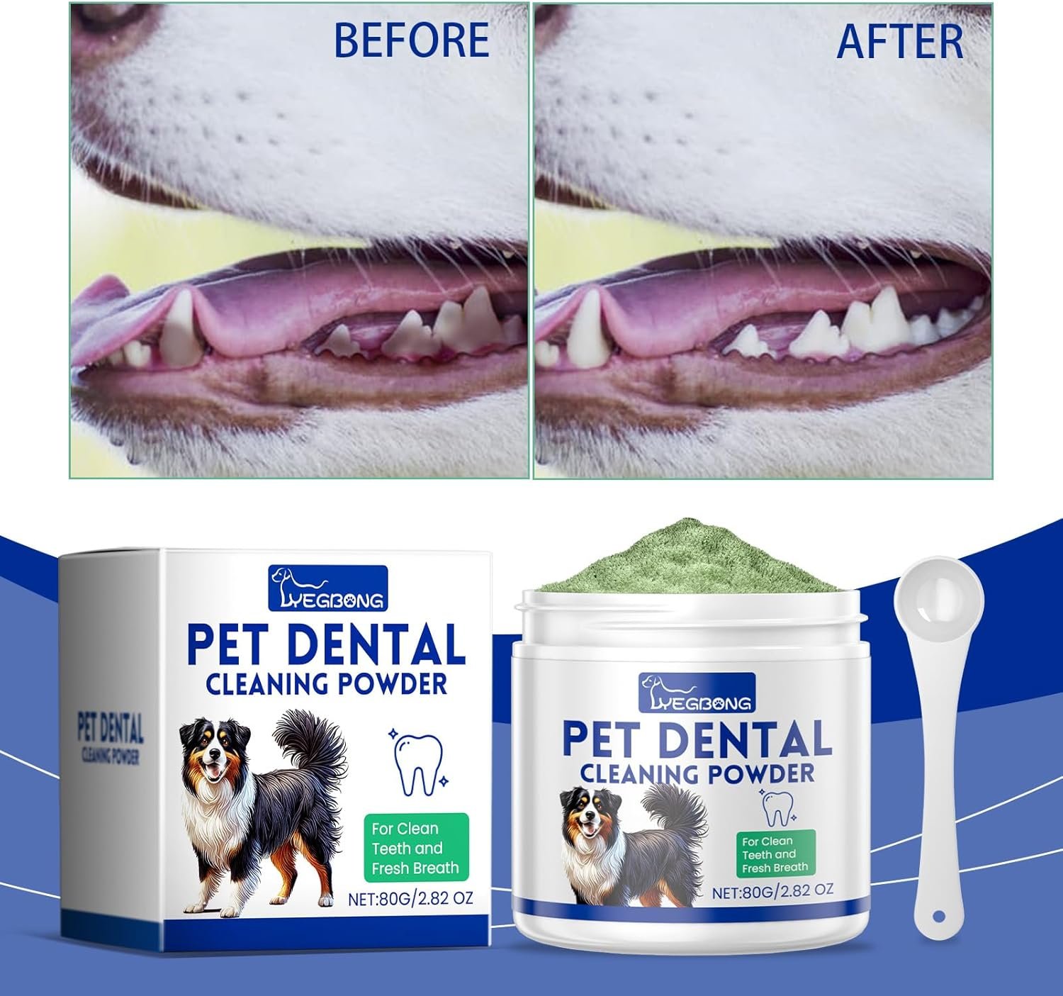 Dog Dental Powder,Dog Teeth Cleaning Powder,Dog Dental Cat Dental Care,Cat and Dog Teeth Cleaning,Canine Plaque Remover Helps Reduce Bad Breath,Improve Pet's Oral Cavity and Freshen Breath(80g) - Image 4