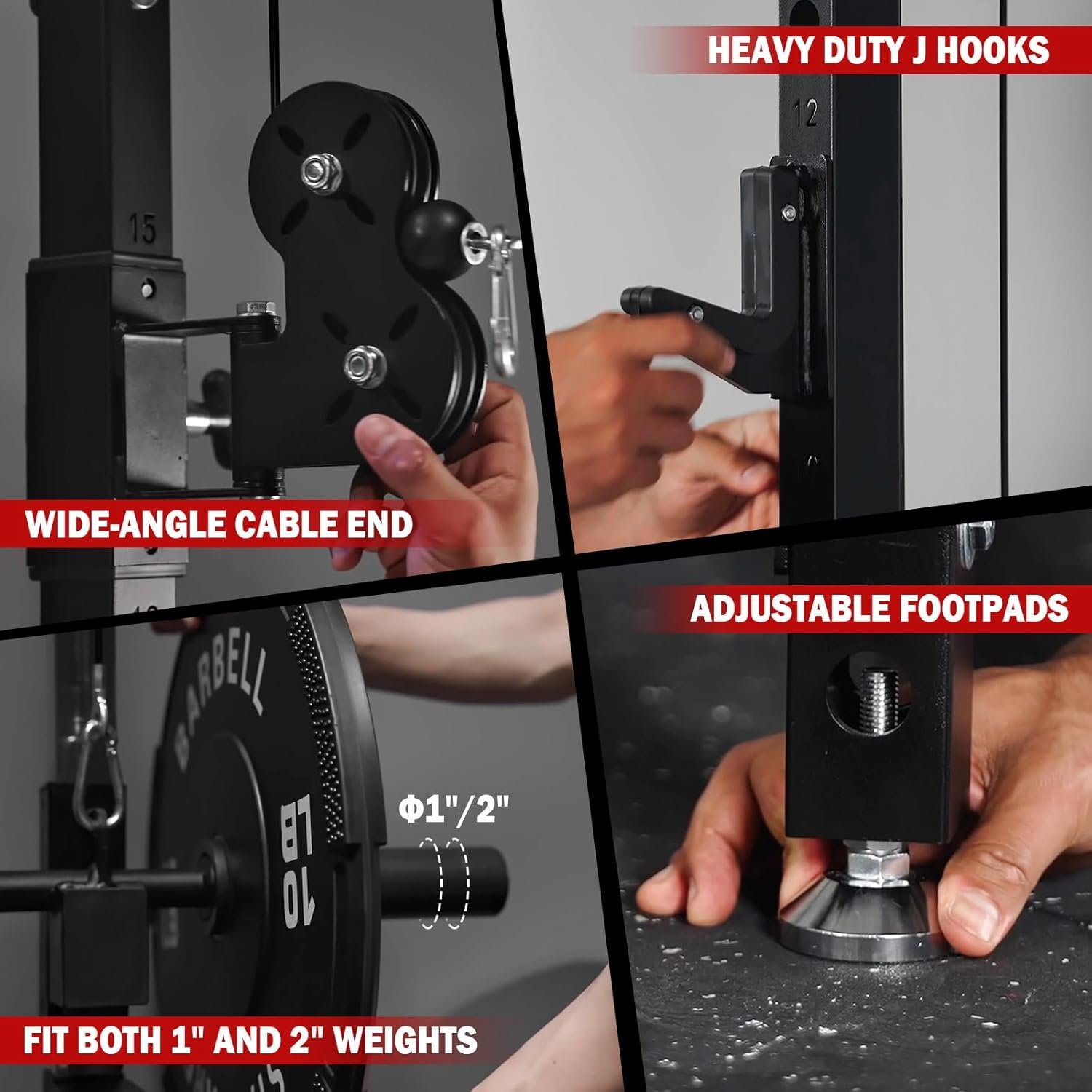 Mikolo Folding Squat Rack, Wall Mounted Power Rack with Cable Crossover Machine & LAT Pull Down, Functional Trainer with 5 Adjustable Function Modes, for Home Gym and Space Saving - Image 8