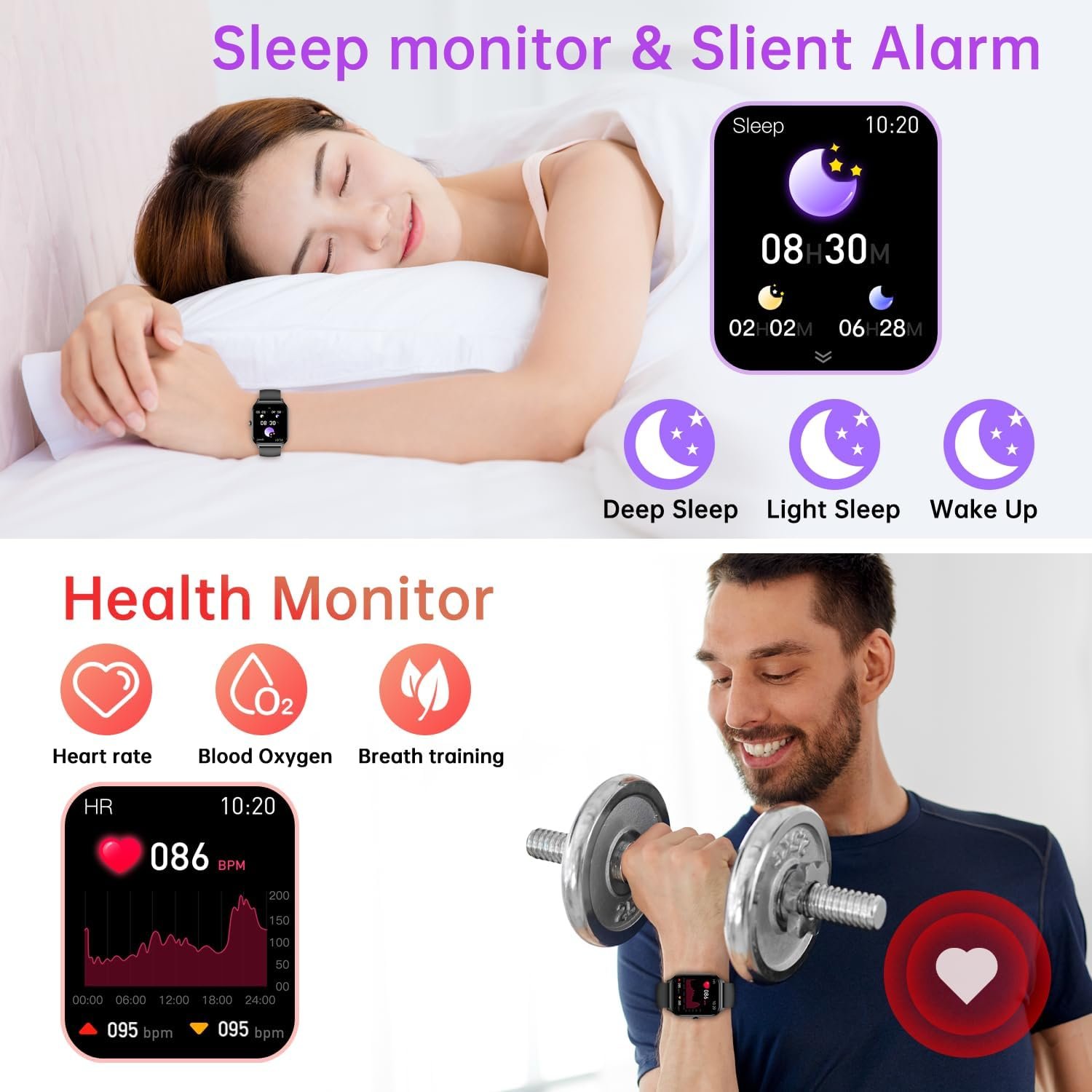 Smart Watch for Women Fitness Tracker: Waterproof Make/Answer Call Smart Watches for Women Running Digital Mens Watches Step Smartwatch Android Phones iPhone Samsung Compatible Heart Rate Monitor - Image 4