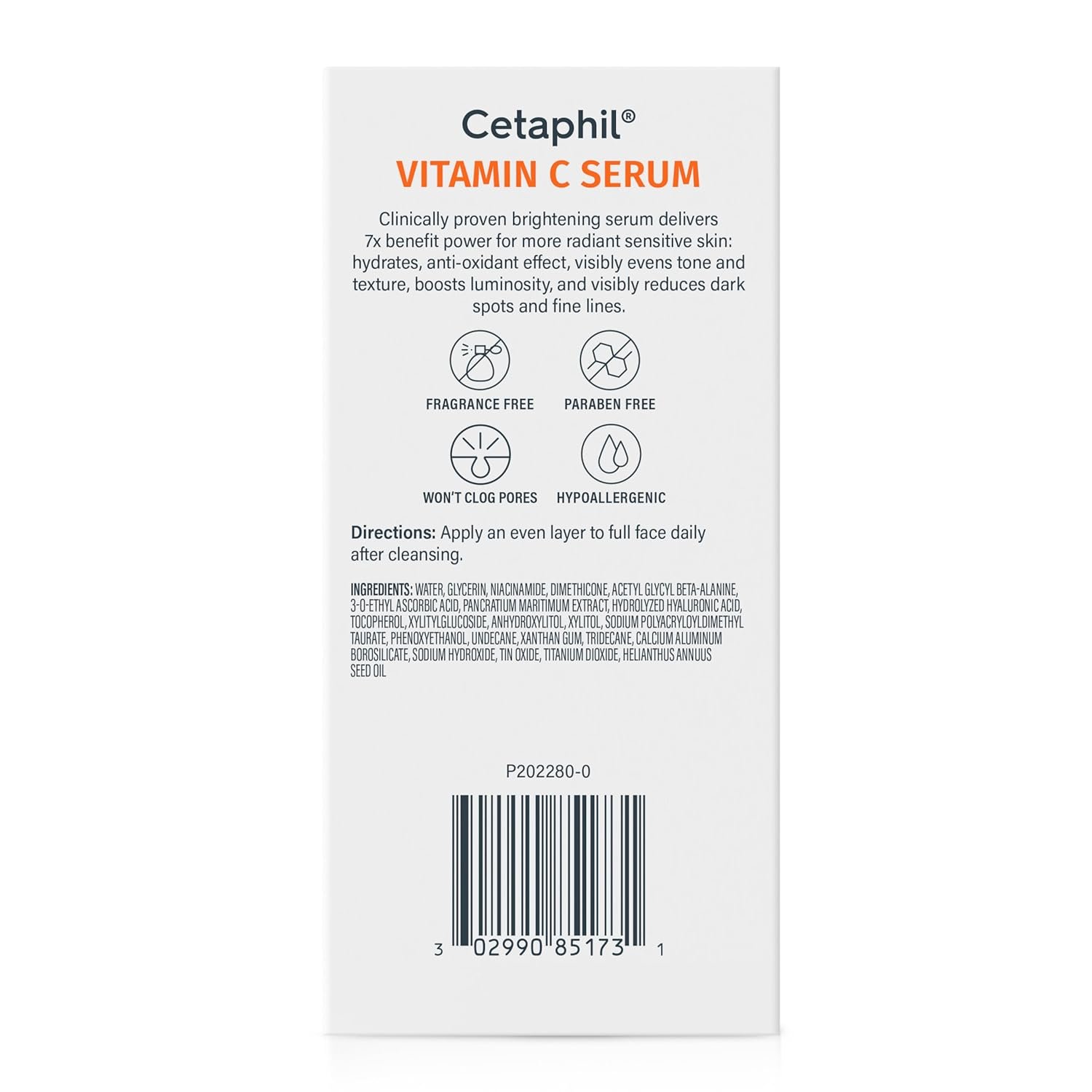 Cetaphil Vitamin C Serum, Visibly Reduces Look of Dark Spots and Hyperpigmentation, Formulated with Niacinamide, Designed for Sensitive Skin, Fragrance Free, Dermatologist Tested, 1oz - Image 3