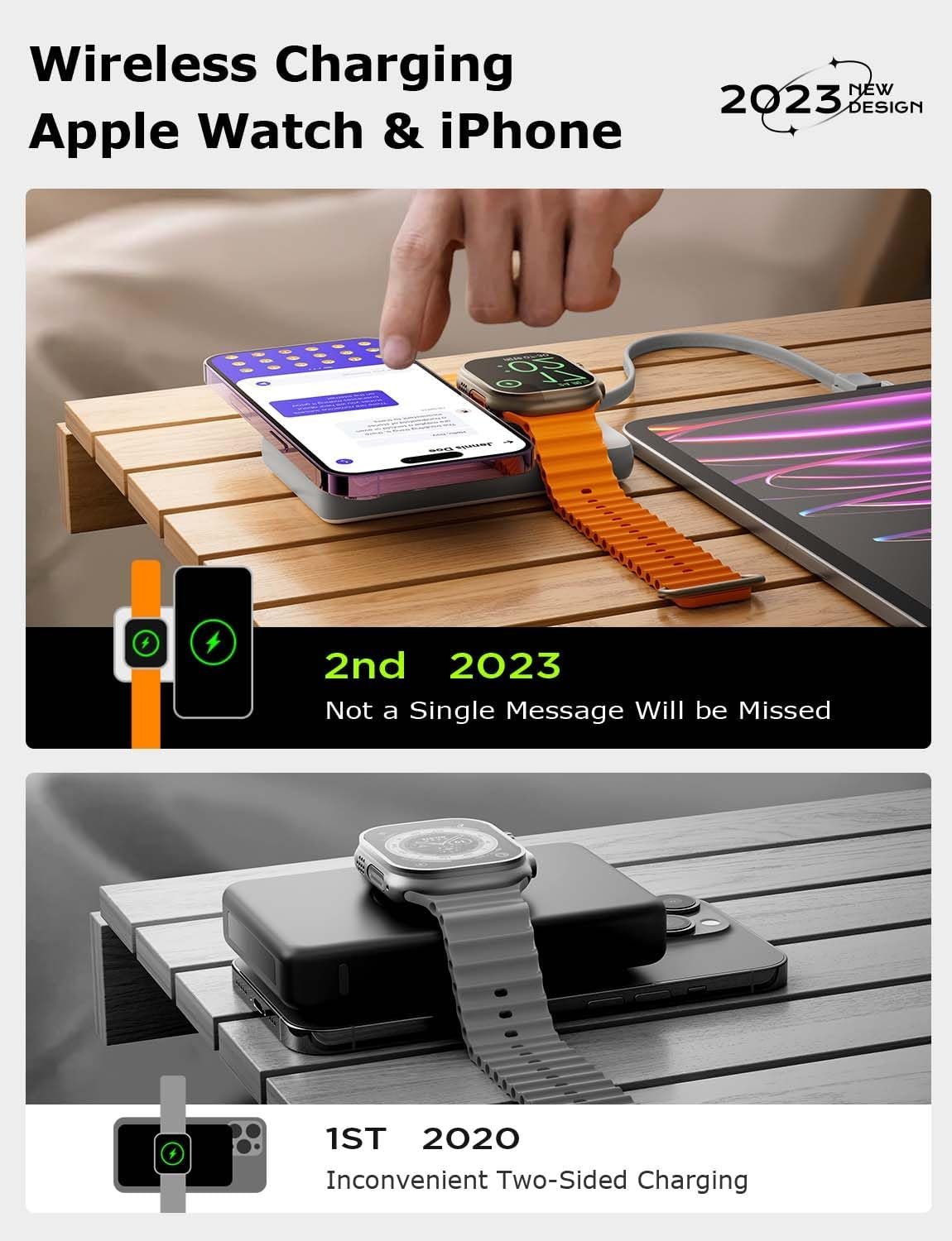 LISEN Magsafe Wireless Power Bank for iPhone 16 Icemag Power Bank, 10000mah Built-in Cable Pack Power Bank Fast Charging 22.5W Portable Charger with Apple Watch Charger Fits iPhone 16 15 14 Pro Plus - Image 5