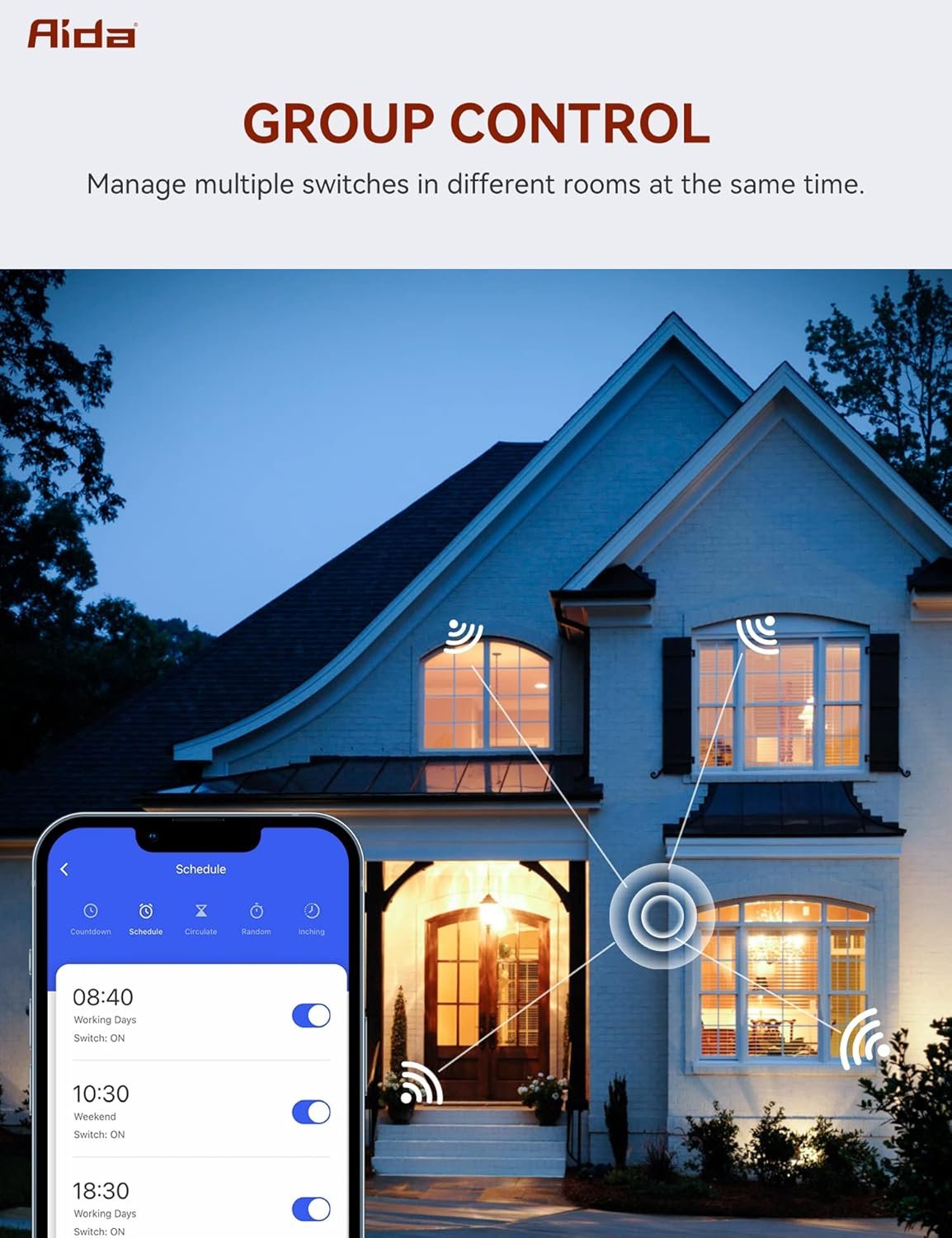 AIDA Smart Light Switch, Single Pole WiFi Smart Switch, Works with Alexa and Google Home, Neutral Wire Required, 2.4Ghz WiFi Switch for LED, CFL, Incandescent Bulbs, No Hub Required, White, 1 Pack - Image 7