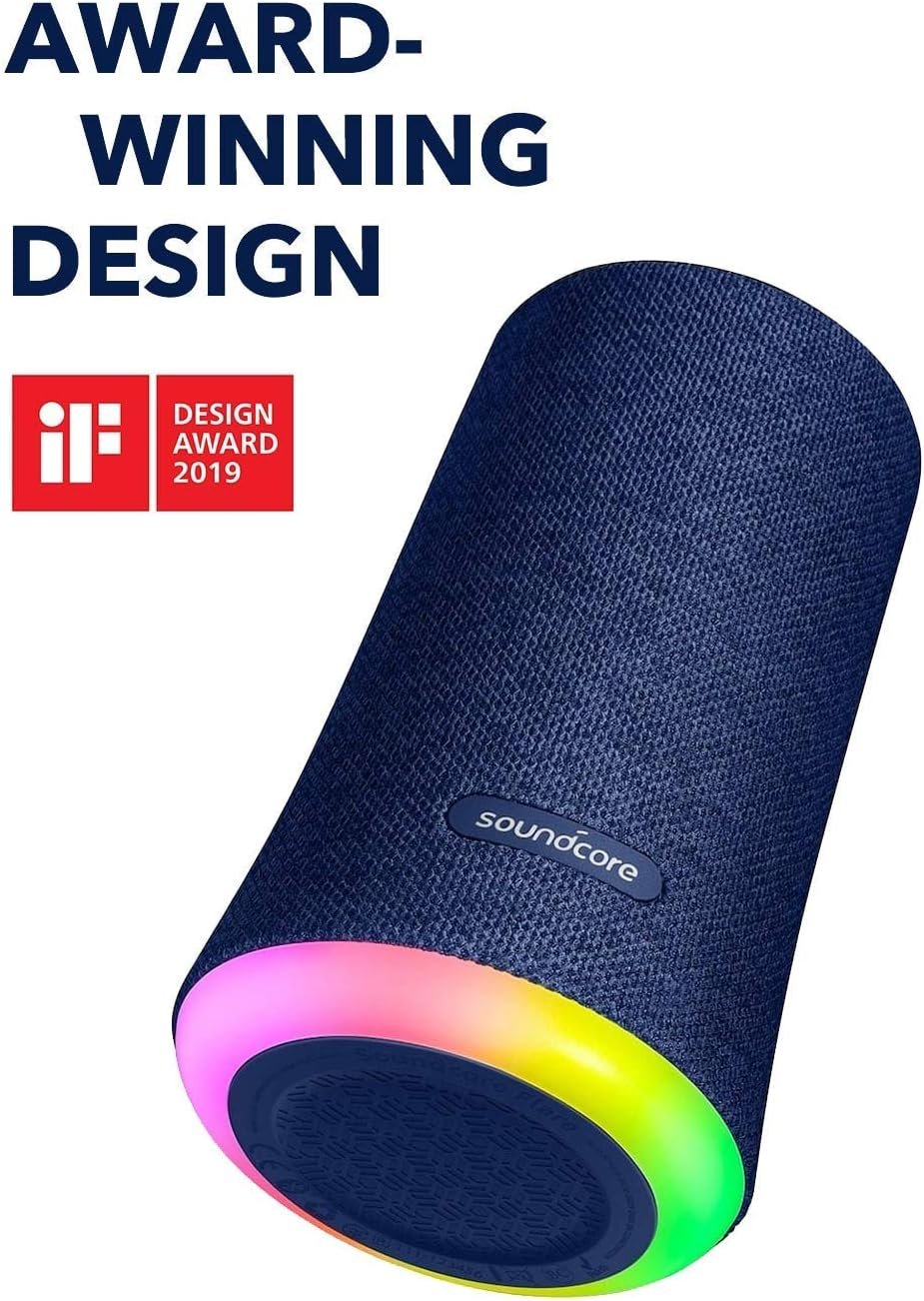 Bluetooth Speaker, Soundcore Flare Wireless Speaker by Anker, Portable Party Speaker with 360° Sound, Enhanced Bass, Ambient LED Light, IP67 Dustproof & Waterproof, and 12H Battery Life—Blue (Renewed) - Image 9