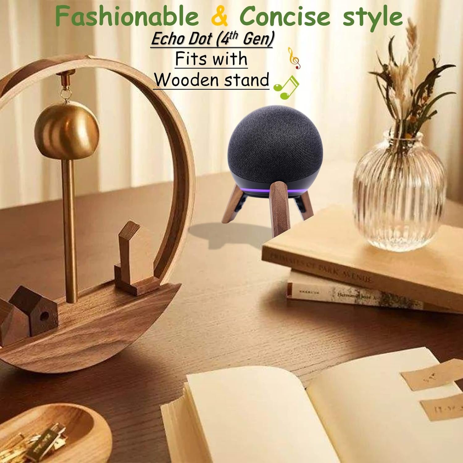 Real Wood Stand for Echo Dots(4th Gen)(5th Gen),Tripod Accessories Protect Smart Speaker get Better Sound,Secure Stable Wooden Mount Holder for Echo Dot (Walnut) - Image 7