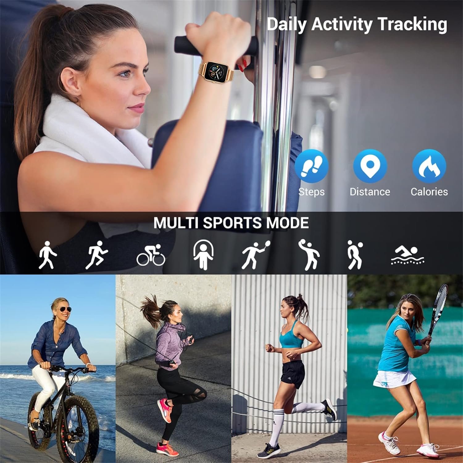 Smart Watch for Android Phones iOS Waterproof Smart Watches for Women Men Sports Digital Watch Fitness Tracker Heart Rate Blood Oxygen Sleep Monitor Touch Screen Compatible Samsung iPhone - Image 4