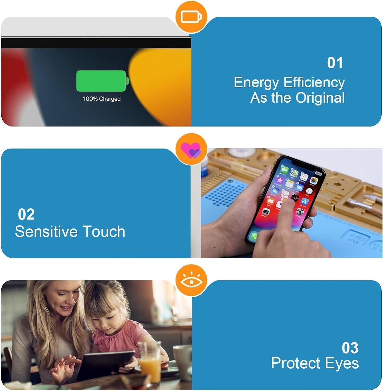 LCD Screen Replacement for iPhone 12/12 Pro 3D Touch Screen Digitizer 6.1” LCD Display with Premium Assembly Full Repair Toolkit Tempered Glass Protector Waterproof - Image 6