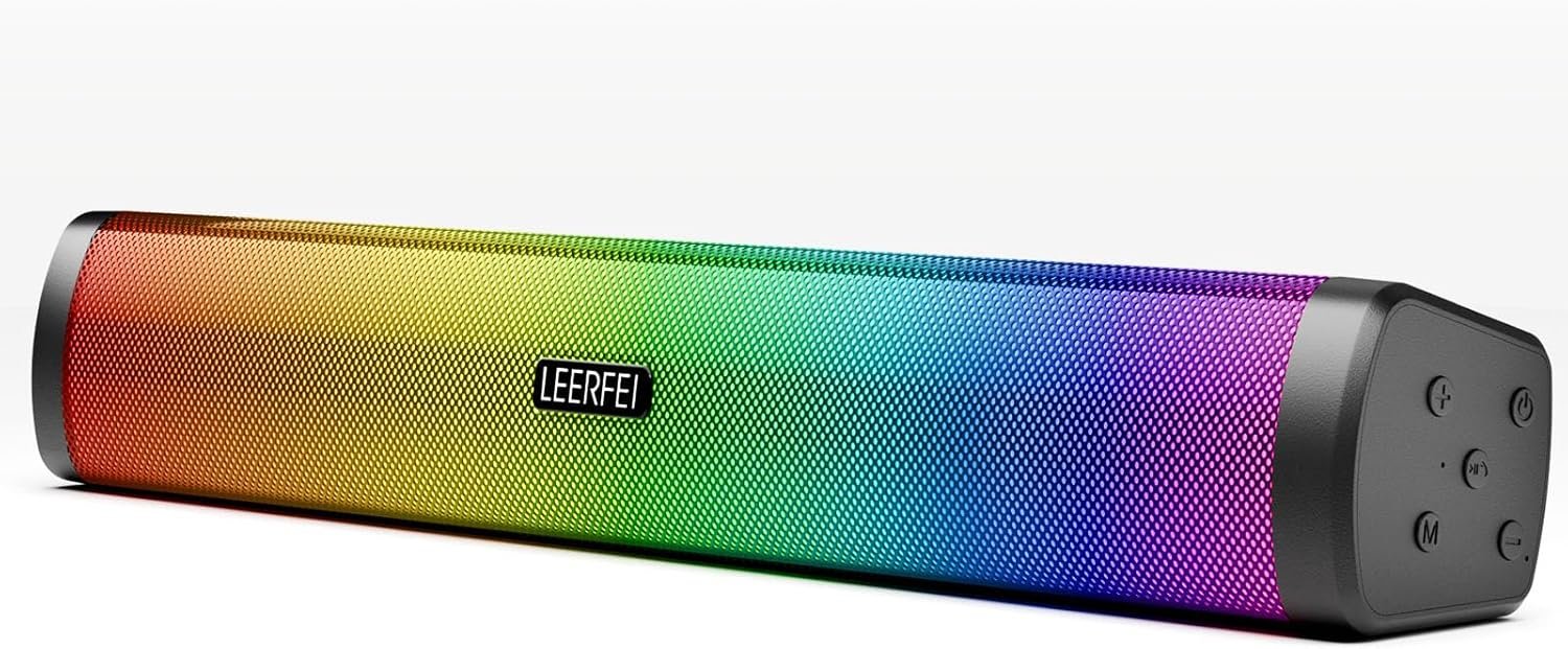 OOYY Home Portable Bluetooth Speaker with Colorful Flashing Lights, Wireless Bluetooth Sound Bar, Perfect for Home Theater and Gaming (Black) - Image 2
