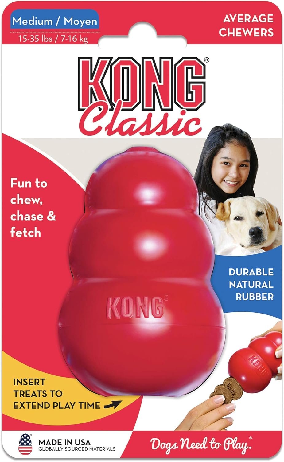 KONG Classic Stuffable Dog Toy - Fetch & Chew Toy for Dogs - Treat-Filling Capabilities & Erratic Bounce for Extended Play Time - Durable Natural Rubber Material - for Medium Dogs - Image 9