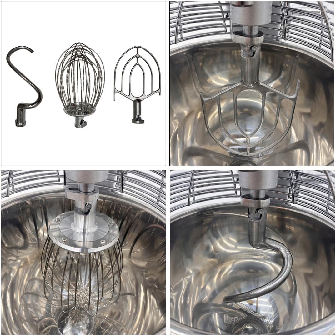 INTBUYING Commercial Electric Food Mixer Stand Dough Mixer, 3 Adjustable Speeds 3in1 Stand Mixer with SS304 Bowl/Dough Hooks/Whisk/Beater for Bakery Restaurant Kitchen Food Blender 30L - Image 9