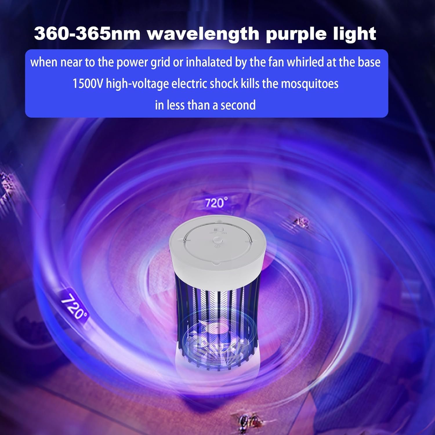 2 Packs Indoor Electric Bug Zapper with Fan, 2-in-1 Plug-in 1500V High Voltage Mosquitoes Killer with Hanger, Small Fly Insects Lamp Trap Catching Moth Gnat Fruit Flies, White & Black - Image 6