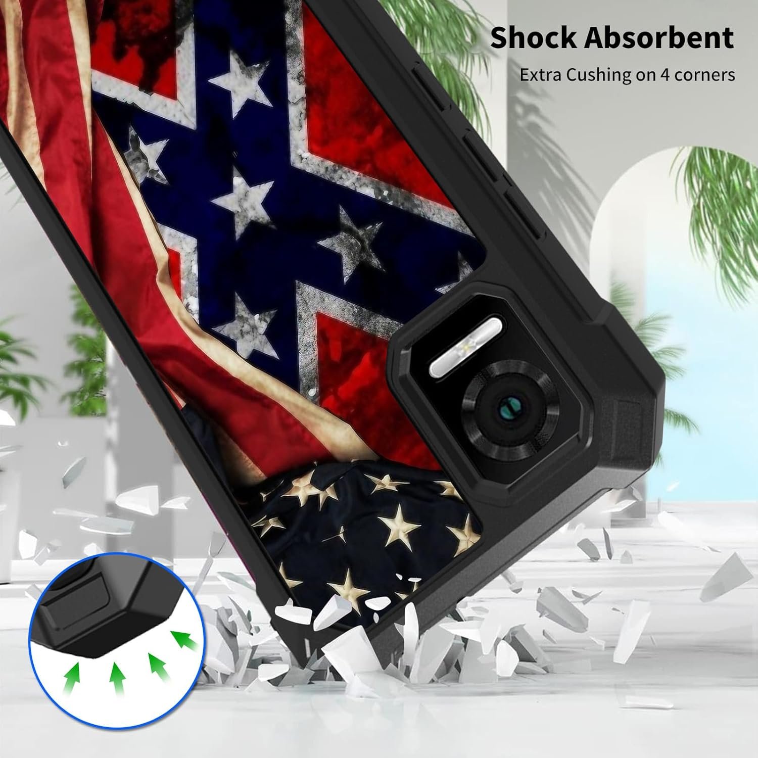 for ATT Vista Phone Case with Tempered Glass Screen Protector Dual Layer Structure Protection Shockproof Corner TPU Bumper Cover for AT&T Vista 2023 Phone Case,Retro Cool America Flag - Image 5
