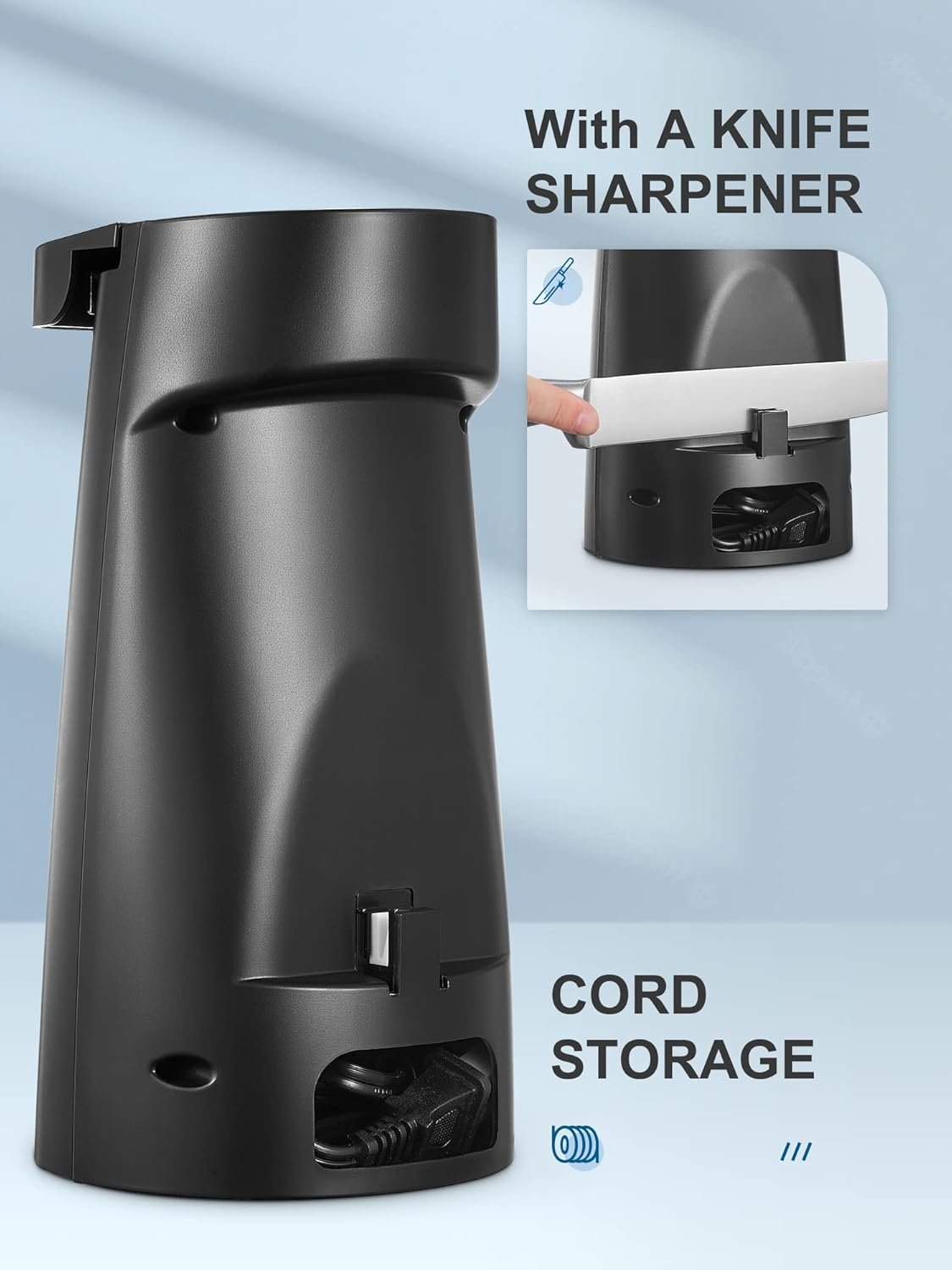 Electric Can Opener, Reemix Automatic Can Opener with Knife Sharpener and Bottle Opener 3 in 1, Easy Push Down Lever (Black) - Image 6