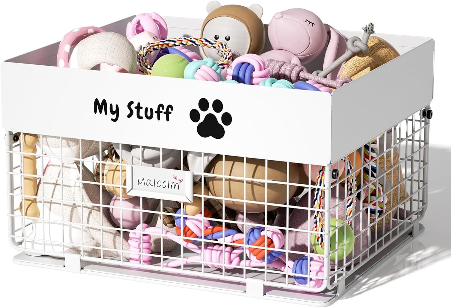 Dog Toy Box- Metal Large Dog Toy basket for Small Dog - Dog Toy Storage Bin for Pet - Personalized Large Dog Toy Basket for Puppy and Pet- Dog Toy Organizer Holder Boxes for Living Room - Image 2