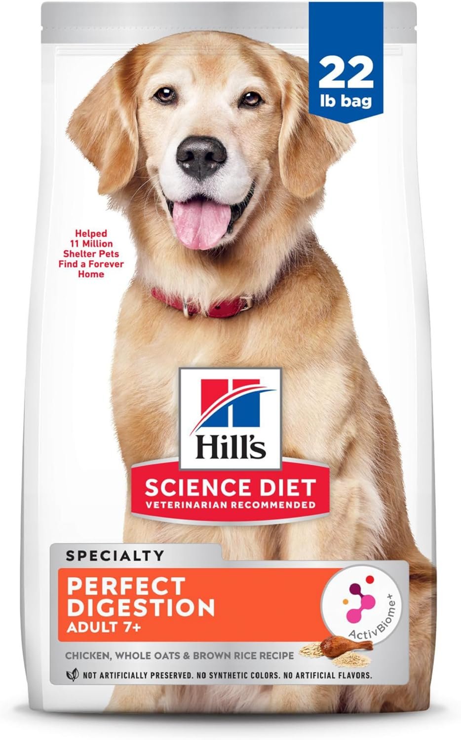 Hill's Science Diet Adult 7+ Perfect Digestion Chicken Dry Dog Food, 22 lbs. - Image 2