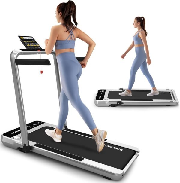 2 in 1 Treadmill Under Desk Walking Pad 2.5HP Home Folding Treadmills with Incline and Gesture Sensing Control, Walking Pad for Office with Led Display - Image 2