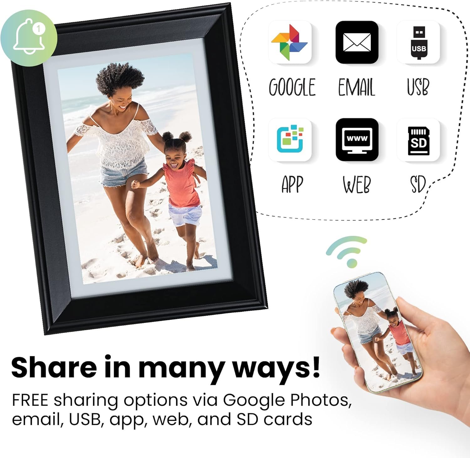 PhotoSpringㅤ 10 inch WiFi Digital Picture Frame | Send Photos by Email, Web or Our Free App | Electronic Picture Frame with Touchscreen & 32GB Internal Memory | Easy Setup | Play Videos up to 5 min - Image 4