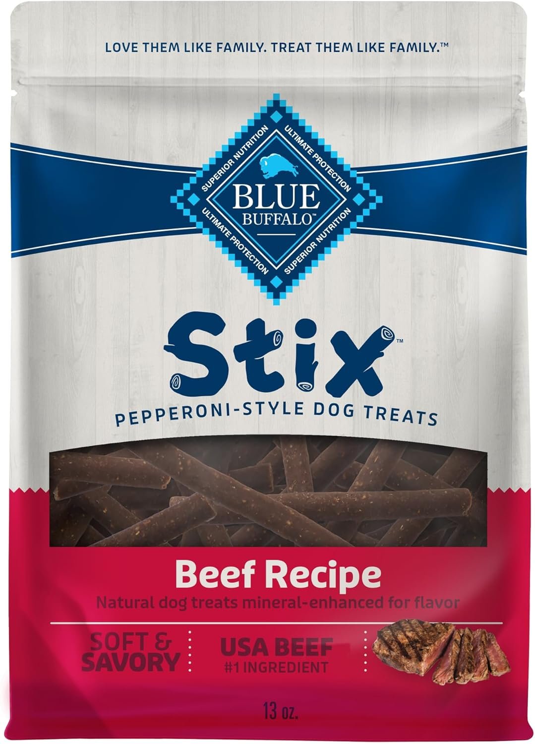 Blue Buffalo Stix Pepperoni-Style Dog Treats Made with Natural Ingredients, Beef Recipe, 13-oz Bag - Image 2