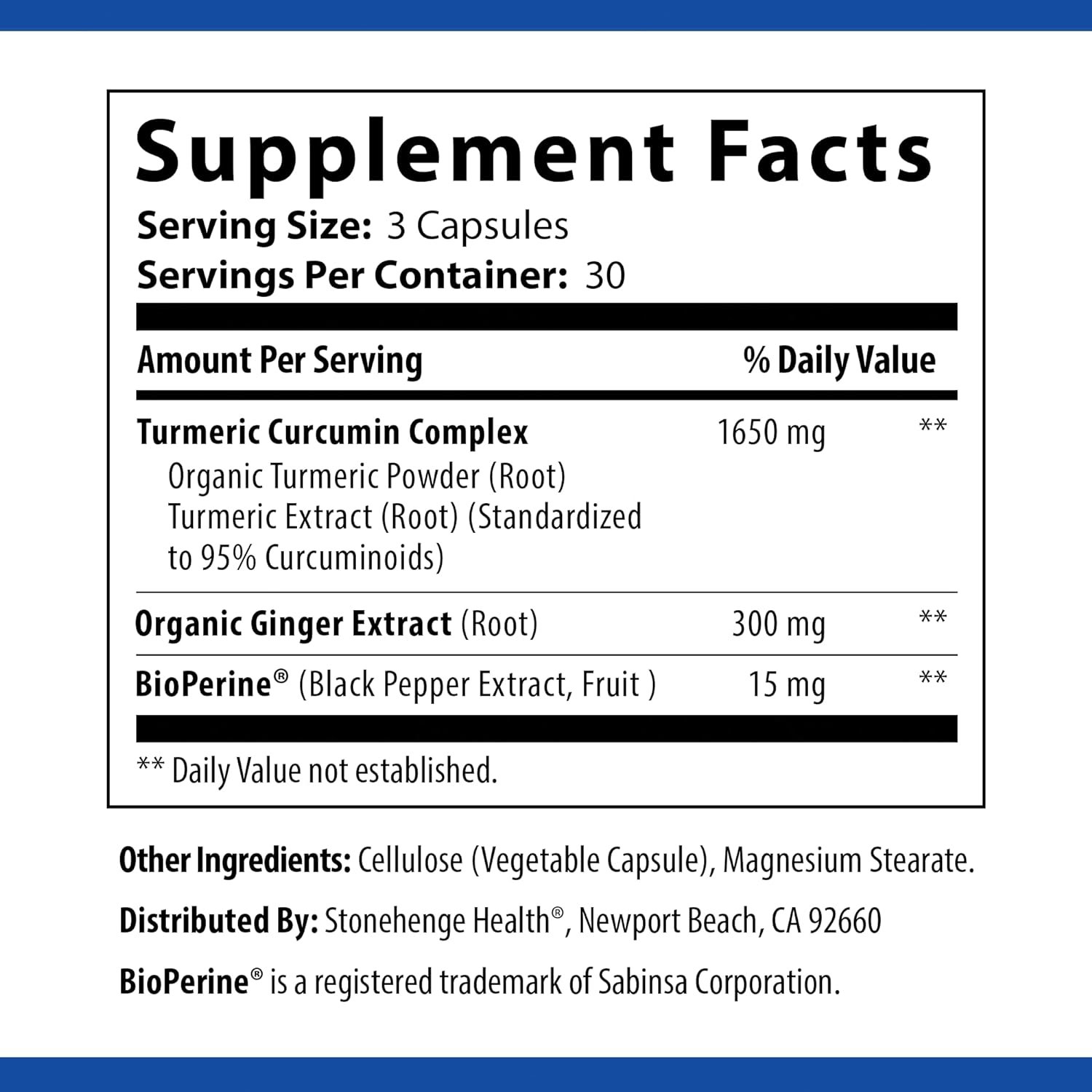Stonehenge Health Dynamic Turmeric Curcumin with Ginger - High Potency - 1,650 mg Turmeric with 95% Curcuminoids & BioPerine, Supports Joint Pain & Inflammation, 90 Vegetarian Capsules - Image 5