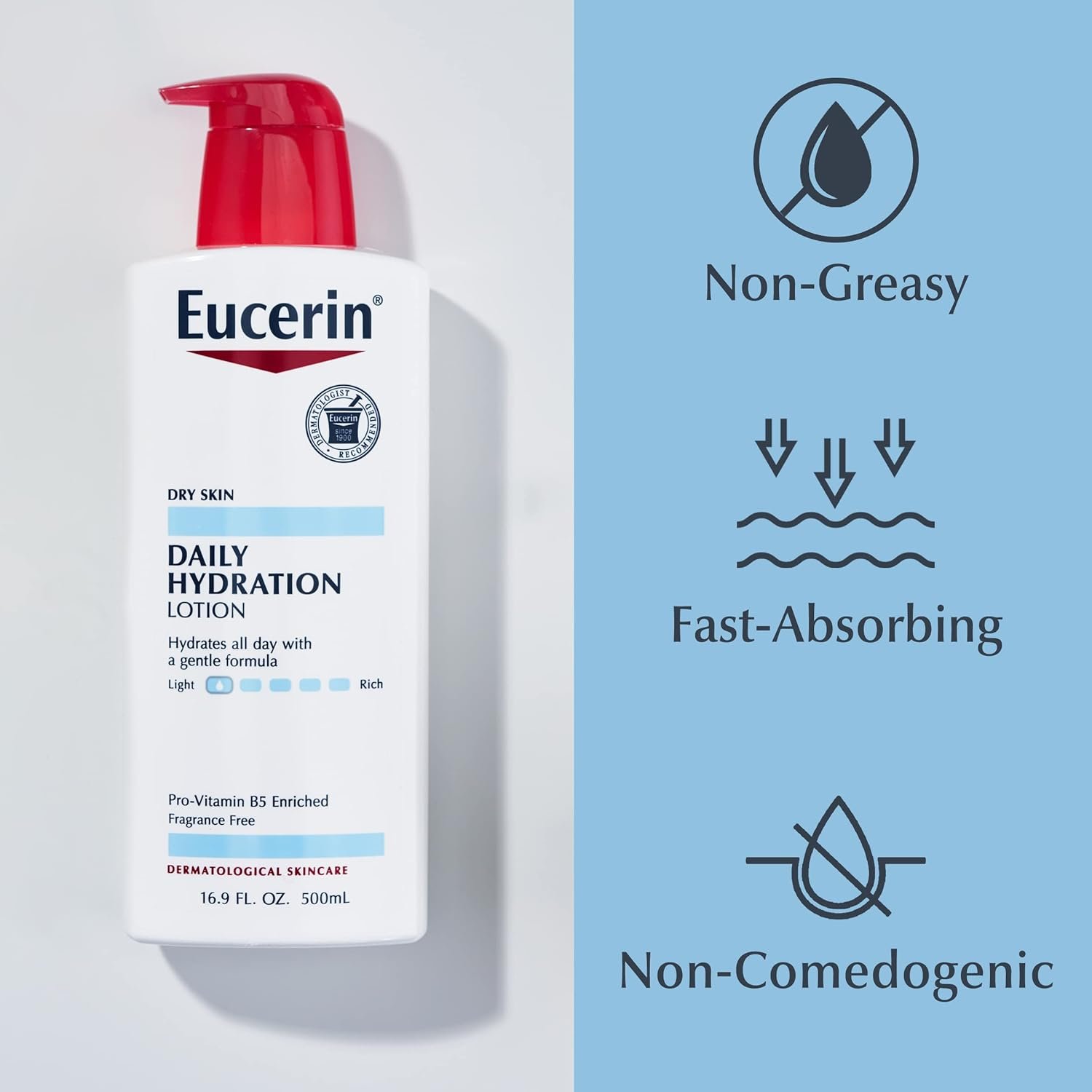 Eucerin Daily Hydration Body Lotion, Unscented Body Lotion for Sensitive Dry Skin, 16.9 Fl Oz Pump Bottles, 3 Pack - Image 11