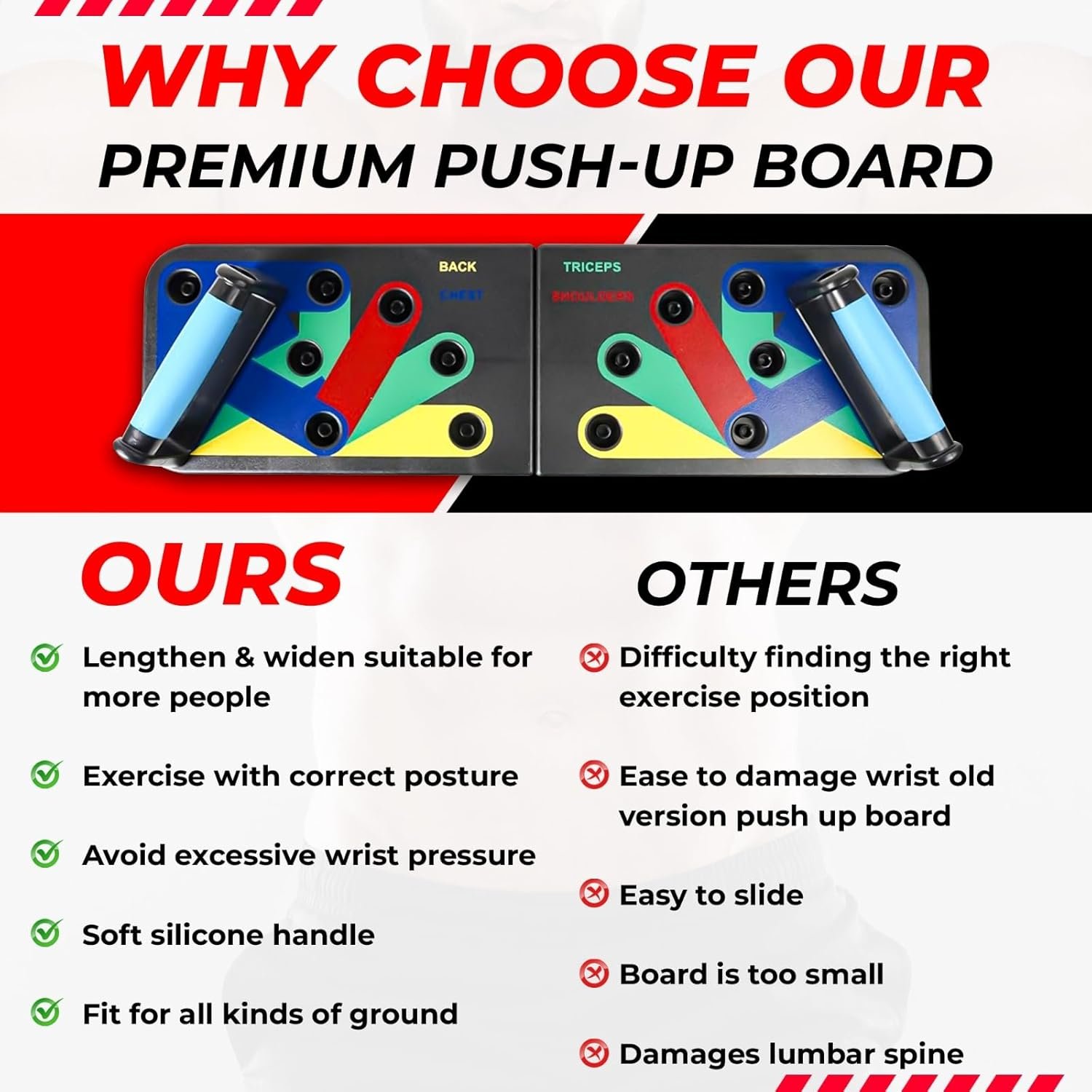 Push Up Board Gym Equipment for Home | Multifunctional Push Up Bar 5 in 1 Pushup Board For Muscle Exercise | Push Up Handles For Floor Chest Work Out | Perfect Foldable Push Up Board For Men And Women - Image 4