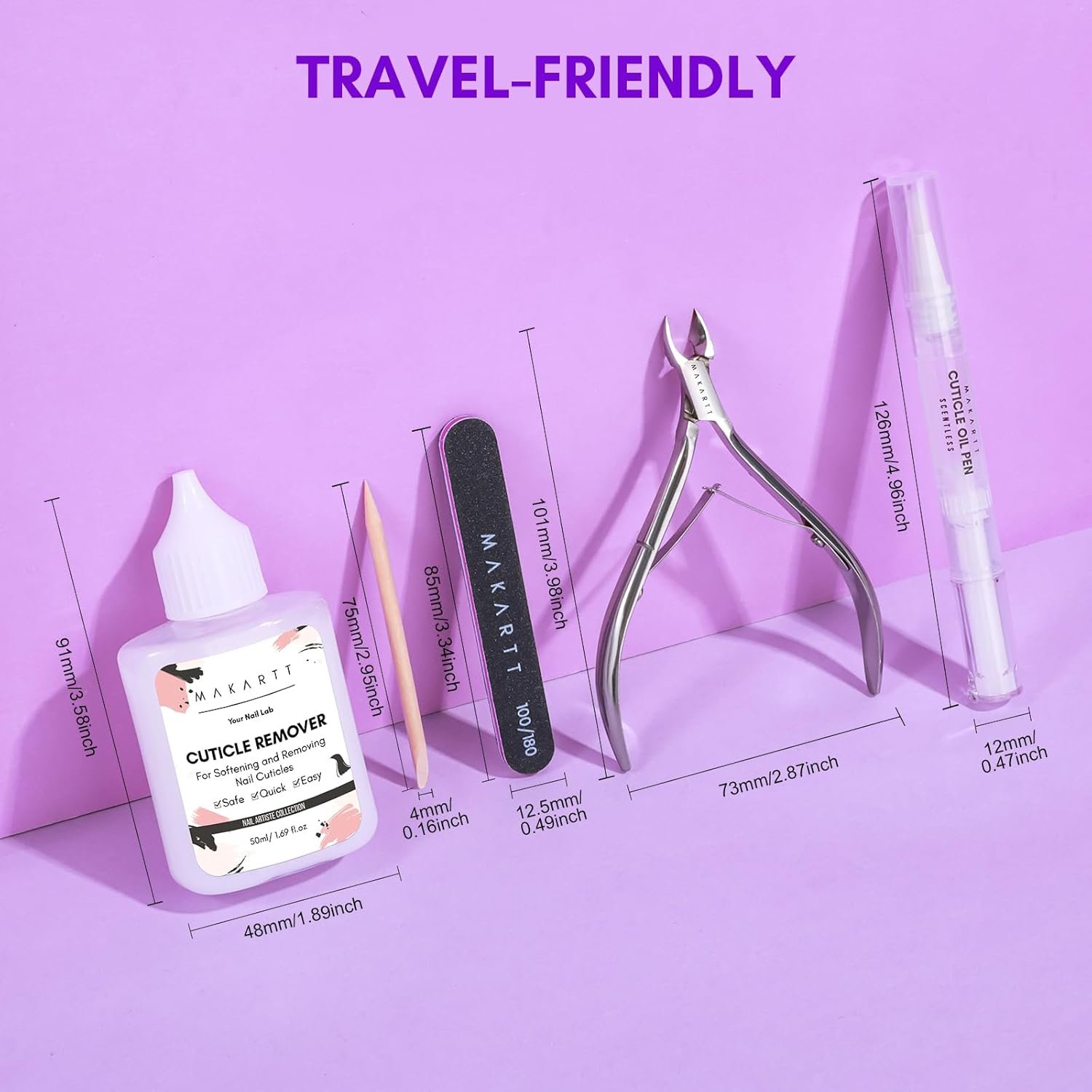 Makartt Cuticle Remover Kit, Nail Care Kit with 50ml Cuticle Softener, Cuticle Trimmer, Cuticle Oil Pen, Nail File & Cuticle Sticks, Manicure Kit for Cuticle Prep & Moisturize Salon Home Use - Image 9