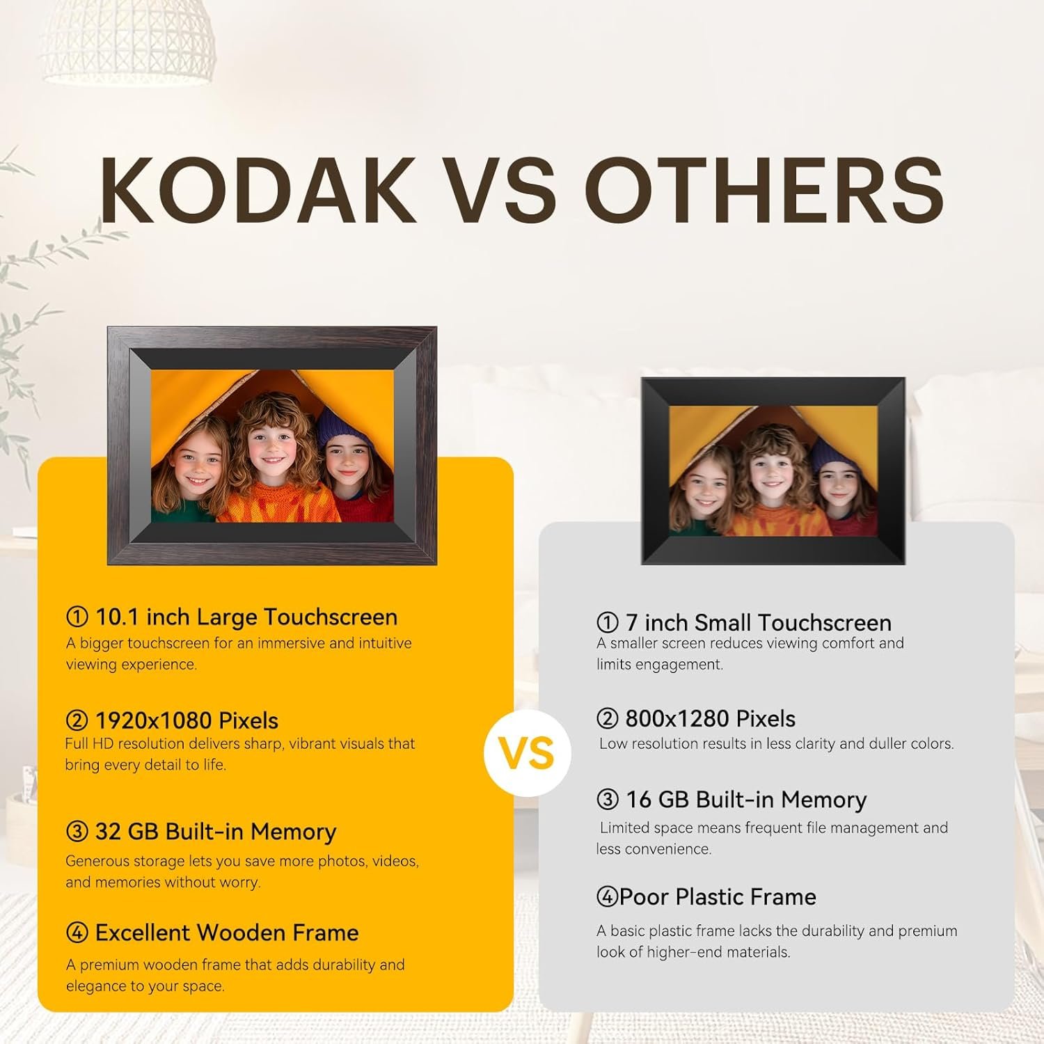 KODAK 10.1 Inch WiFi Digital Picture Frame with 32GB Storage, Electronic Smart Digital Photo Frame 1280x800 IPS Touch Screen, Auto-Rotate, Share Moments Instantly Gifts for Women Mothers Day Christmas - Image 3