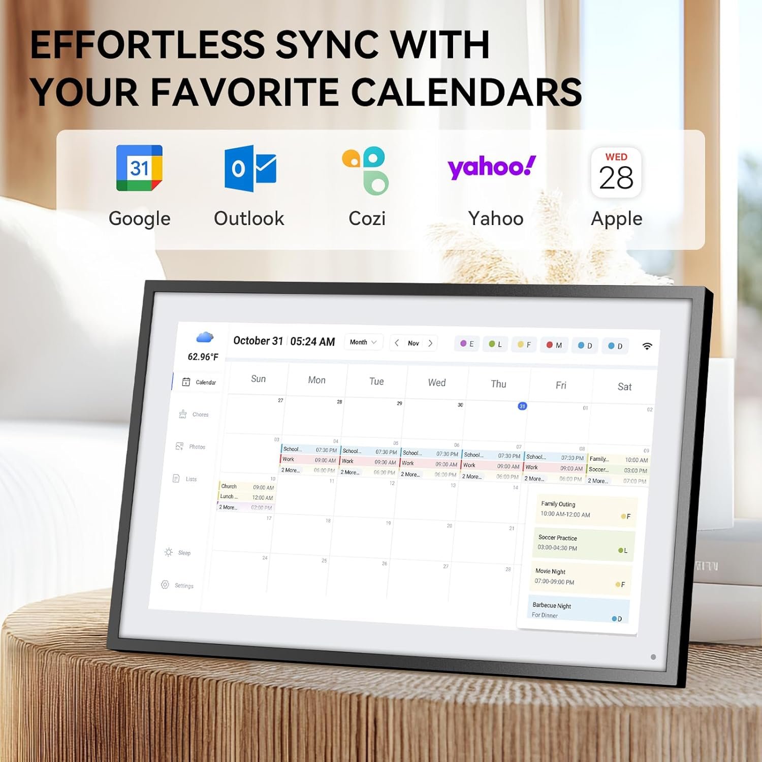 LOOFII 15.6 Inch Smart Digital Calendar Planner & Chore Chart, Full HD Interactive Touchscreen Display for Family Scheduling, Wall Mountable – Streamline Household Organization - Image 3