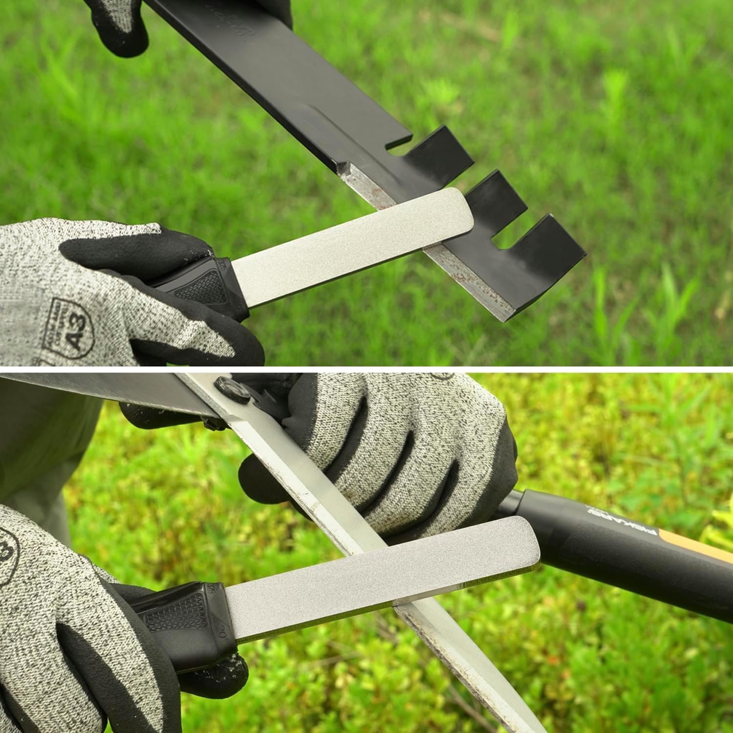 SHARPAL 121N Dual-Grit Diamond Sharpening Stone File Garden Tool Sharpener Coarse 325 / Extra Fine 1200 Grit for Sharpening Knife, Axe, Hatchet, Lawn Mower Blade, Loppers, Chisels, Spade, Drills - Image 6