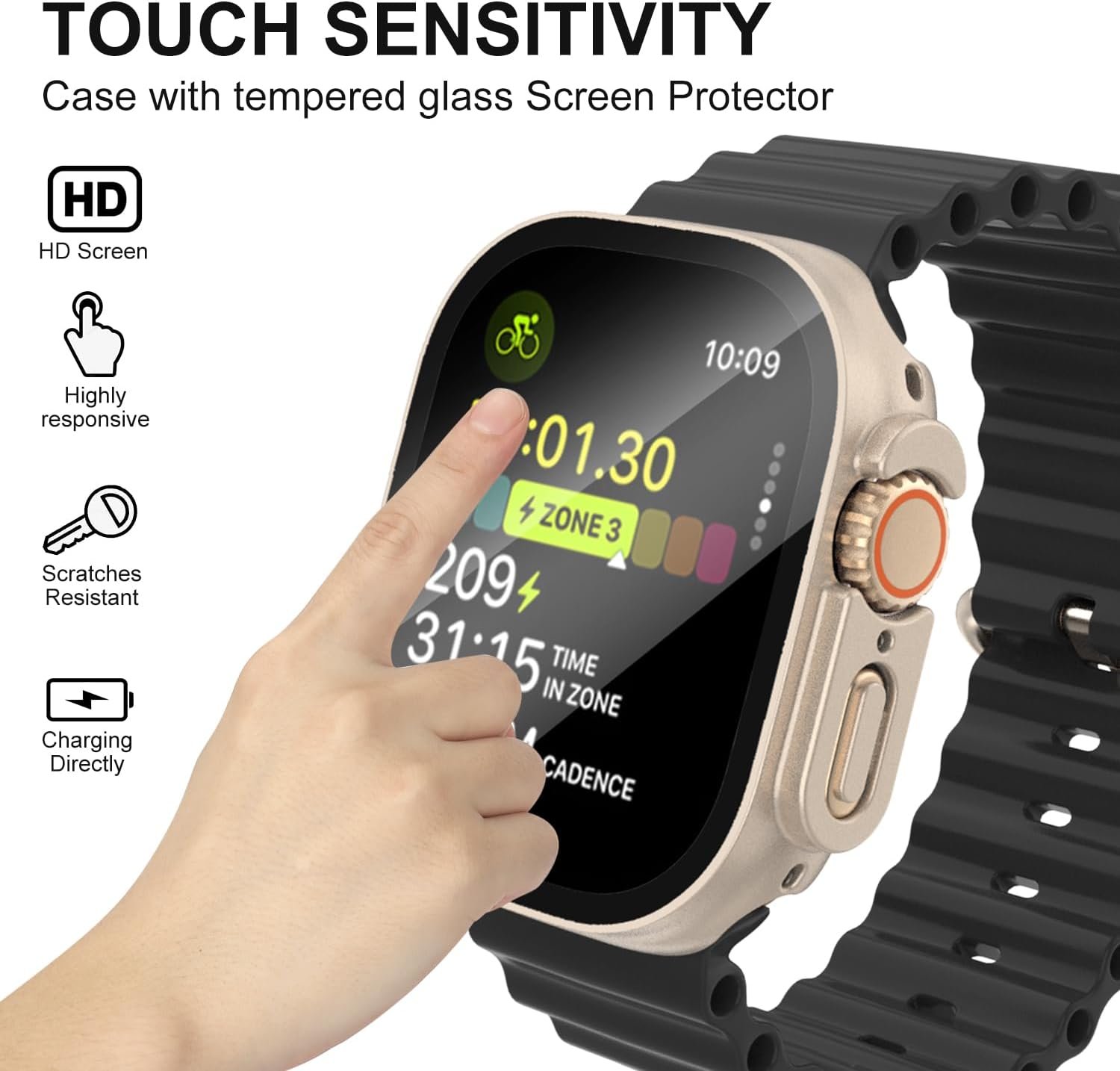 Pocoukate [9 Pack Case Compatible with 49mm Apple Watch Ultra & Ultra 2 with Tempered Glass Screen Protector Full Scratch-Resistant Protective Cover Bumper for Apple Watch 49 mm - Image 5