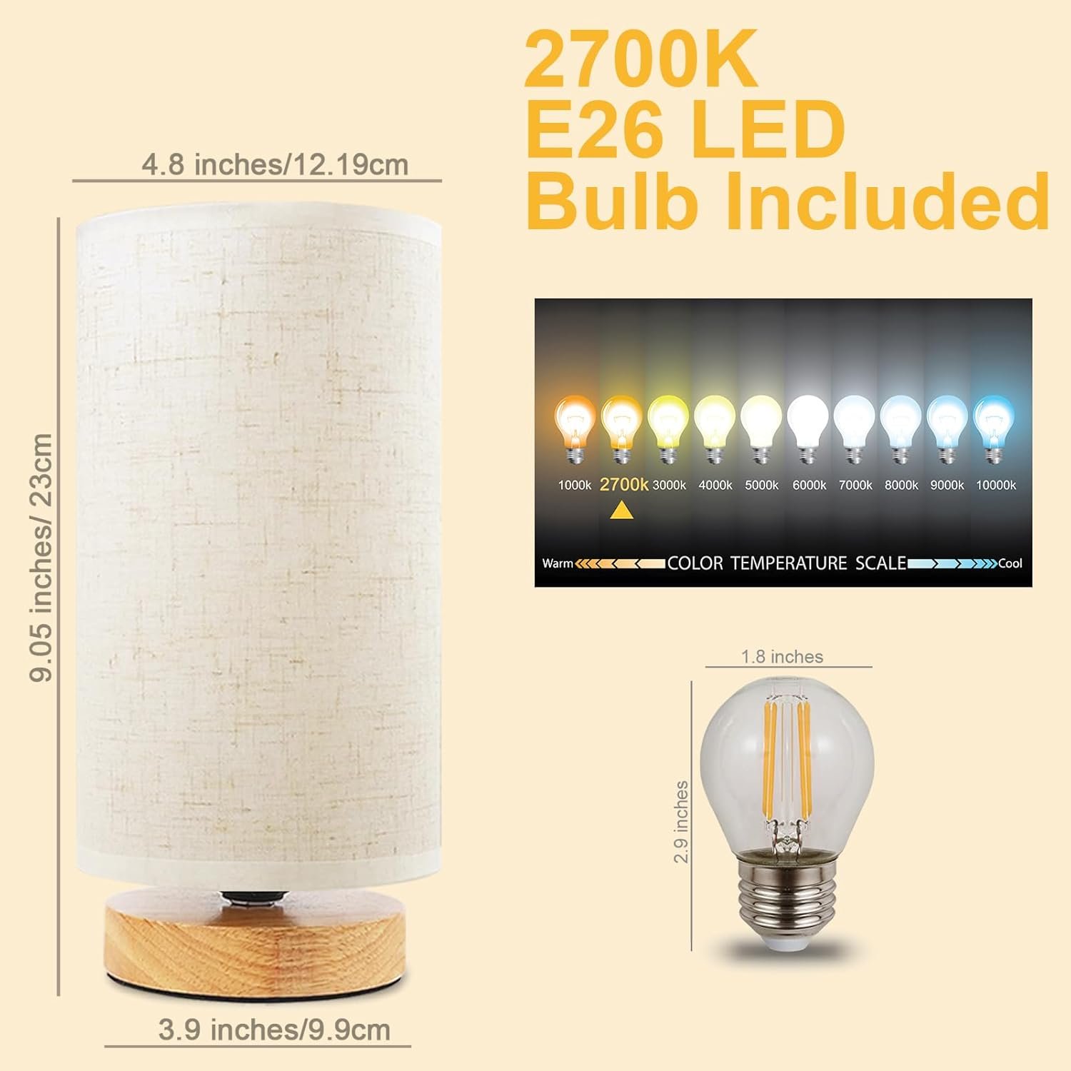 Table Lamp for Bedroom - Small Beside Lamps for Night Stands Home Office - Minimalist Design Warm Light Mini Boho Lamp - Fits in Kids,Living,Nursey Room,College Dorm - Awesome Gift Choice - Image 4