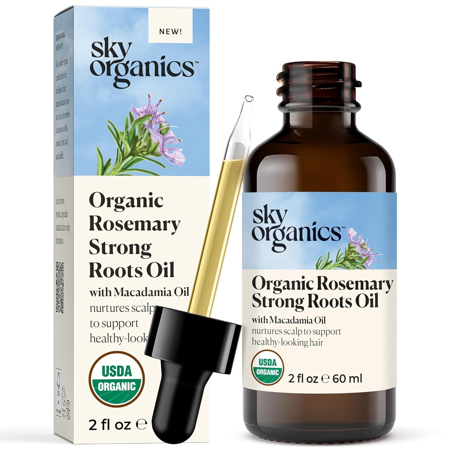 Sky Organics - Organic Rosemary Oil with Strong Roots - Hair Growth Serum with Macadamia, Jojoba & Essential Oils for Scalp - Natural Beauty and Hair Care - 2 fl oz - Image 2