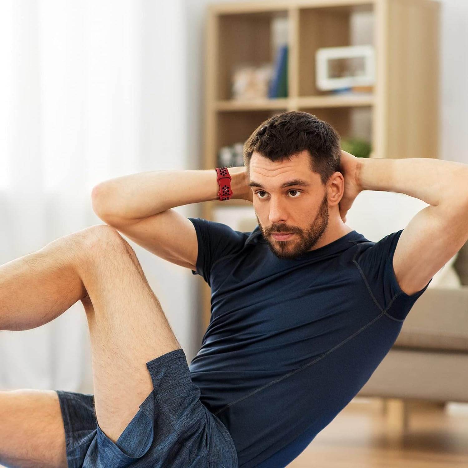 Adorve 4 Pack Compatible with Apple Watch Band 49mm 46mm 45mm 44mm 42mm iWatch Ultra 2 SE Series 10 9 8 7 6 5 4 3 2 1 Women Men,Breathable Sport Silicone Strap,Blue White/WhiteBlack/BlackGray/RedBlack - Image 6