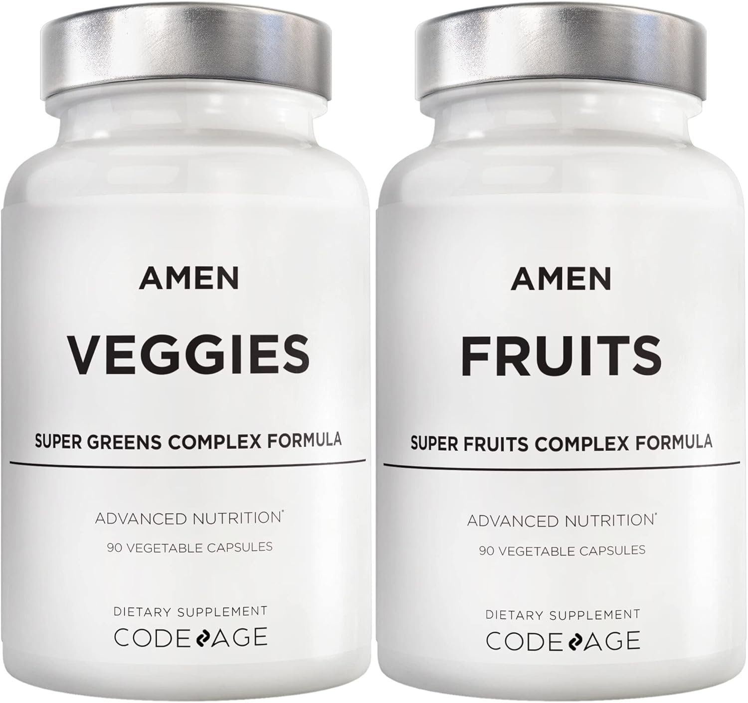 Amen Fruits + Veggies Vitamins Bundle, Raw Whole Food Multivitamin Capsules, Greens Vegetables, Red Fruits & Berries Vegan Blend, Fibers + Phytonutrients Superfood Minerals Supplement, Non-GMO, 180 ct - Image 2