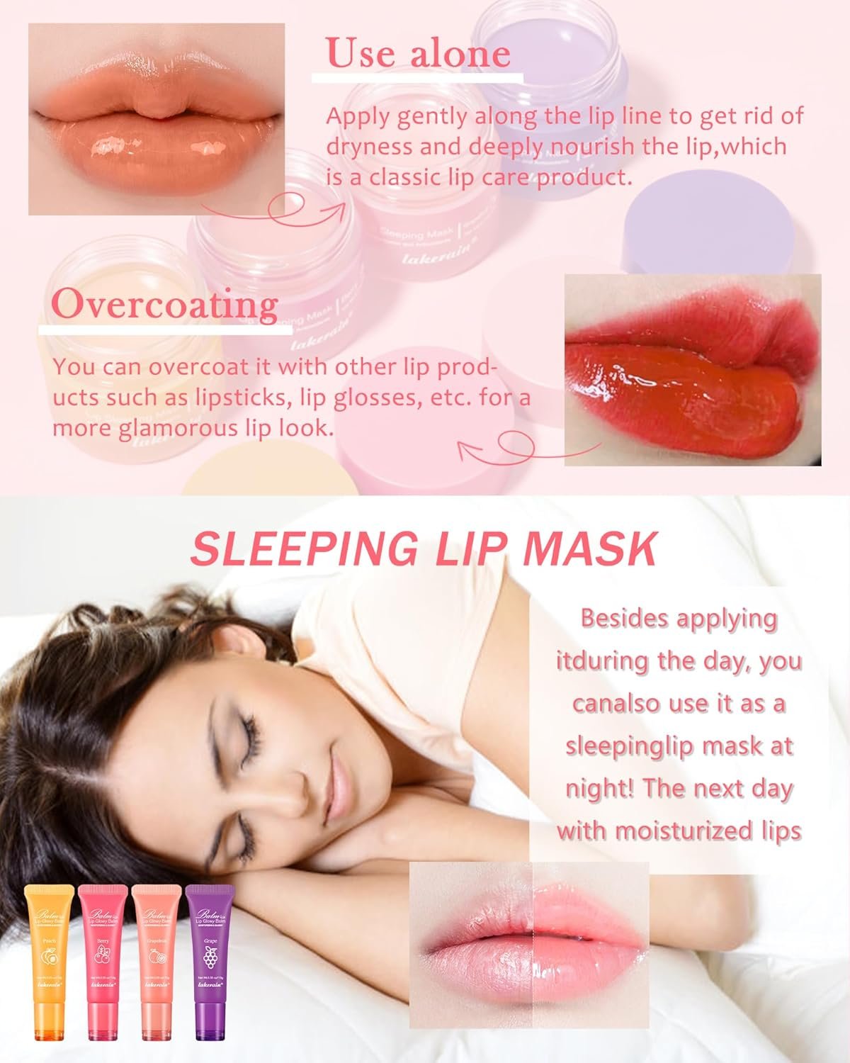 2Pcs Lip Glowy Balm & Lip Sleeping Mask Set,Hydrating Nourishing Repair Sleeping Lip Mask,Glossy Tinted Lip Balm,Day & Night Smooth Cracked Chapped Dry Lip,Lip Care Therapy Treatment for Women-02Berry - Image 6