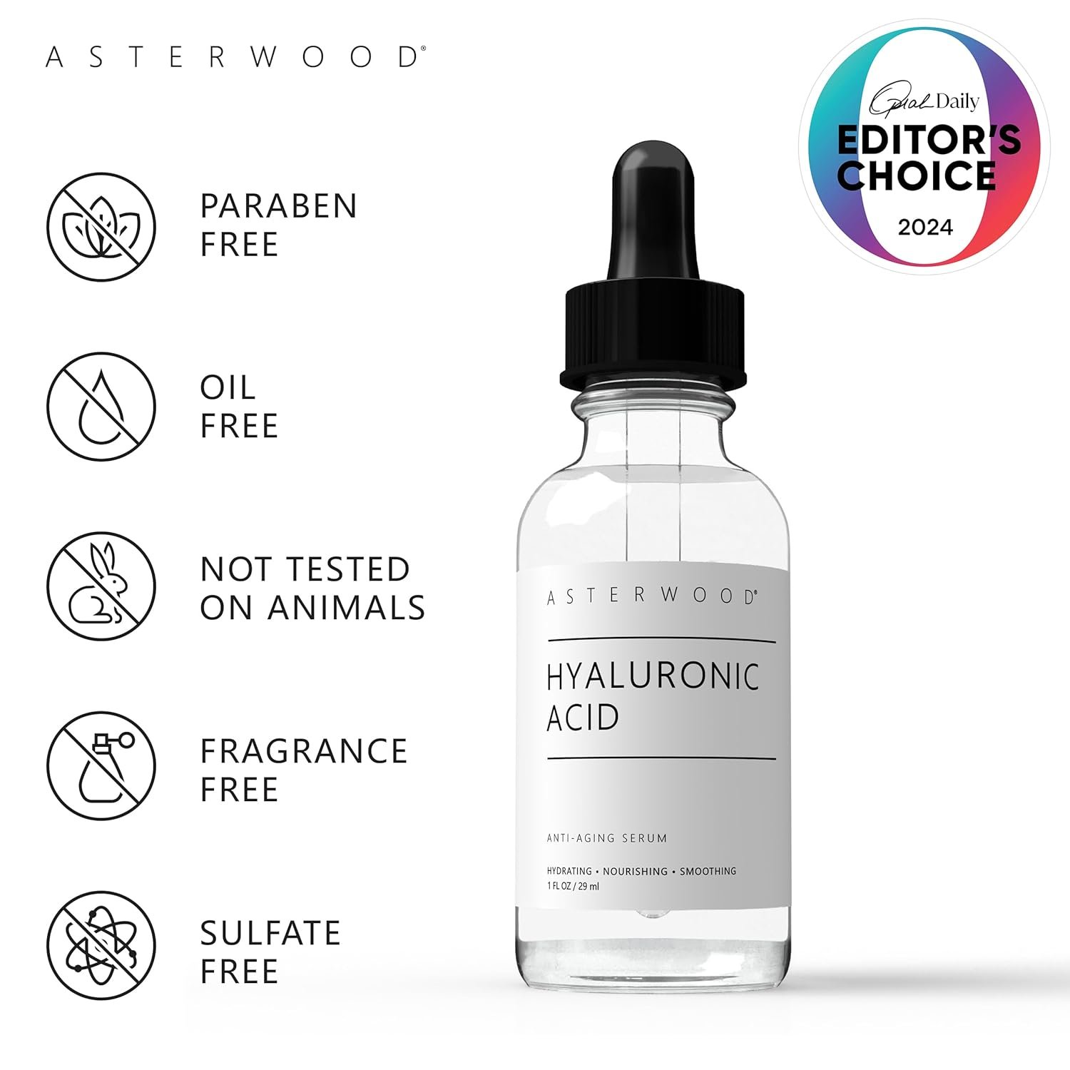Asterwood Pure Hyaluronic Acid Serum for Face - Plumping, Anti-Aging & Hydrating - Fragrance-Free, Pairs Well with Vitamin C Face Serum & Hylunaric Acid Moisturizer, 29ml/1 oz - Image 4