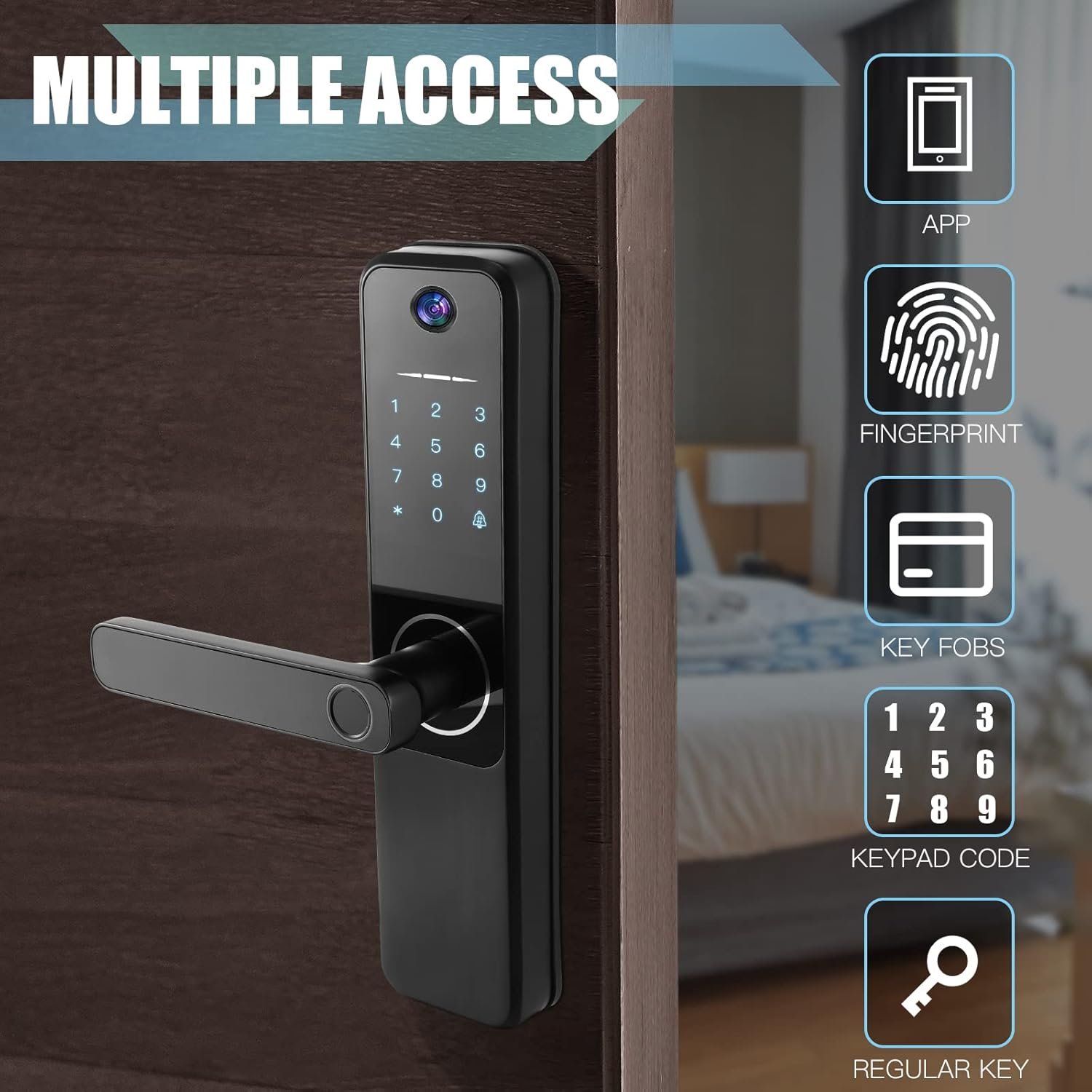 Geiserailie Smart 3-in-1 Lock, Black, Keyless with Fingerprint Recognition, 4 Access Cards, 2 Keys, 1 Instruction Manual, 1 Operation Video, 1 Screwdriver - Image 7