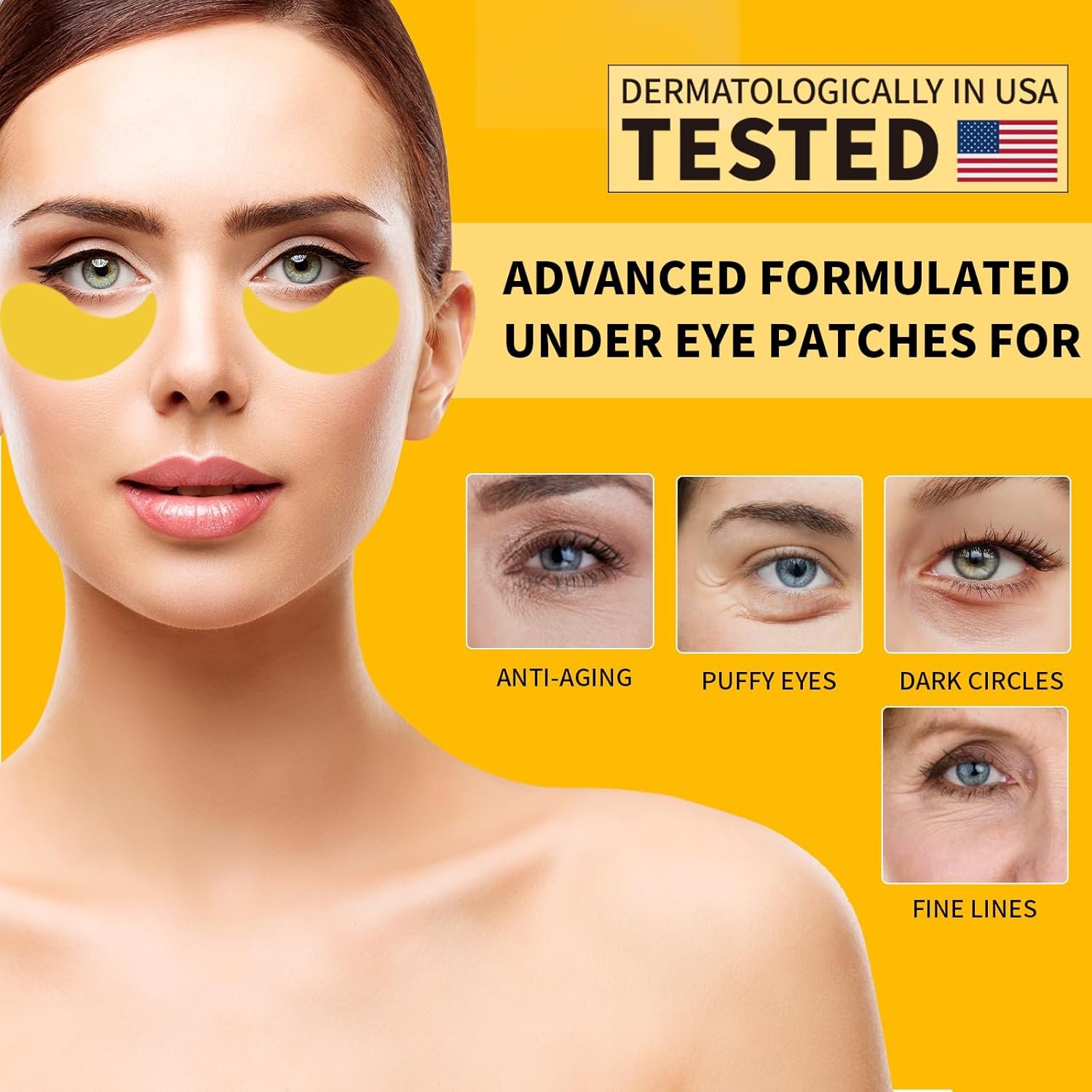 Under Eye Patches For Puffy Eyes 70PCS, 24K Gold Eye Mask For Dark Circles and Puffiness, Under Eye Mask Patches Skincare, Eye Gel Pads, Eye Patches For Wrinkles, Puffy Eyes Bags Treatment Women Men - Image 3