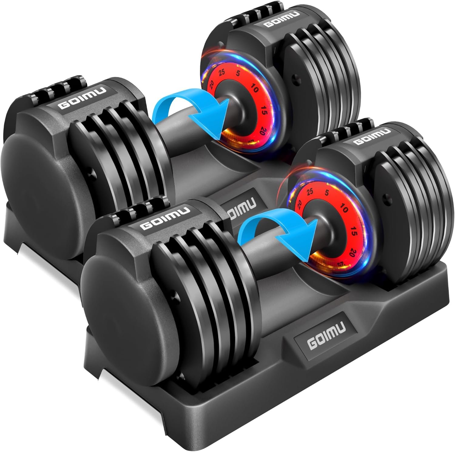 Adjustable Dumbbell Set, 25/55LB Adjust Dumbbells,Single or Pair Dumbbell Weights, 5 in 1 Free Weight Dumbbell with Anti-Slip Handle, Perfect for Home Gym Exercise Equipment - Image 2