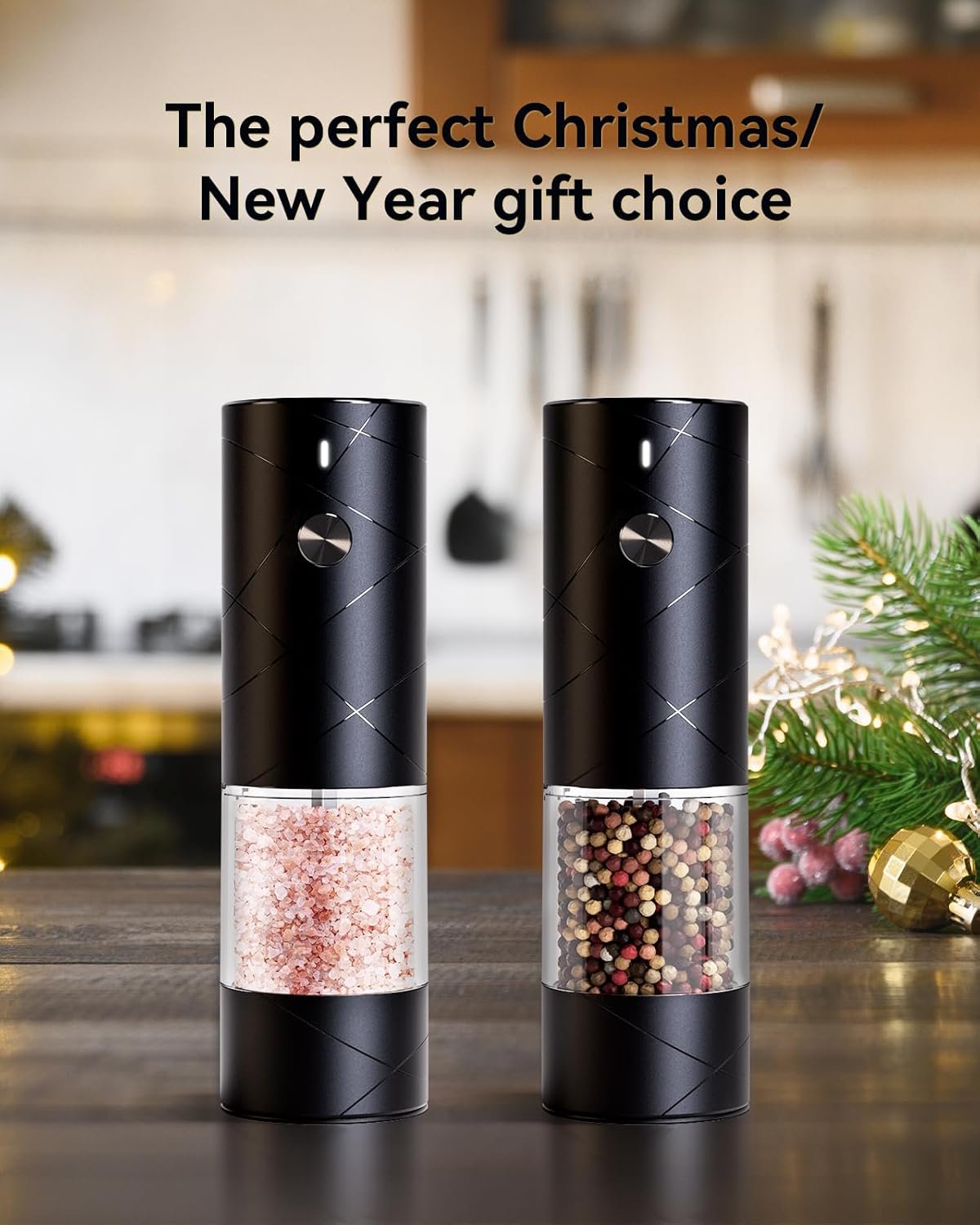 Electric Salt and Pepper Grinder Set with Adjustable Coarseness, Rechargeable Automatic Salt and Pepper Grinder Set with One Hand Operated and LED Light, Salt Grinder & Pepper Mill for Family BBQ - Image 9