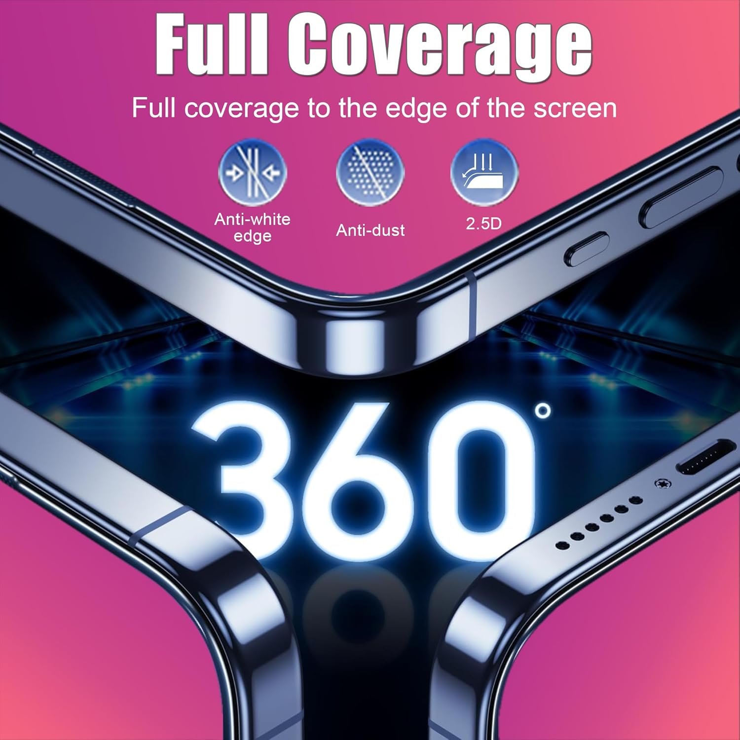 2 Pack Compatible with iPhone 15 Pro Max and Compatible with iPhone 15 Plus Privacy Screen Protector Gradient colorful 25 Degree Anti-Spy Tempered Glass Anti-Bluelight Bubble Free Full - Image 5