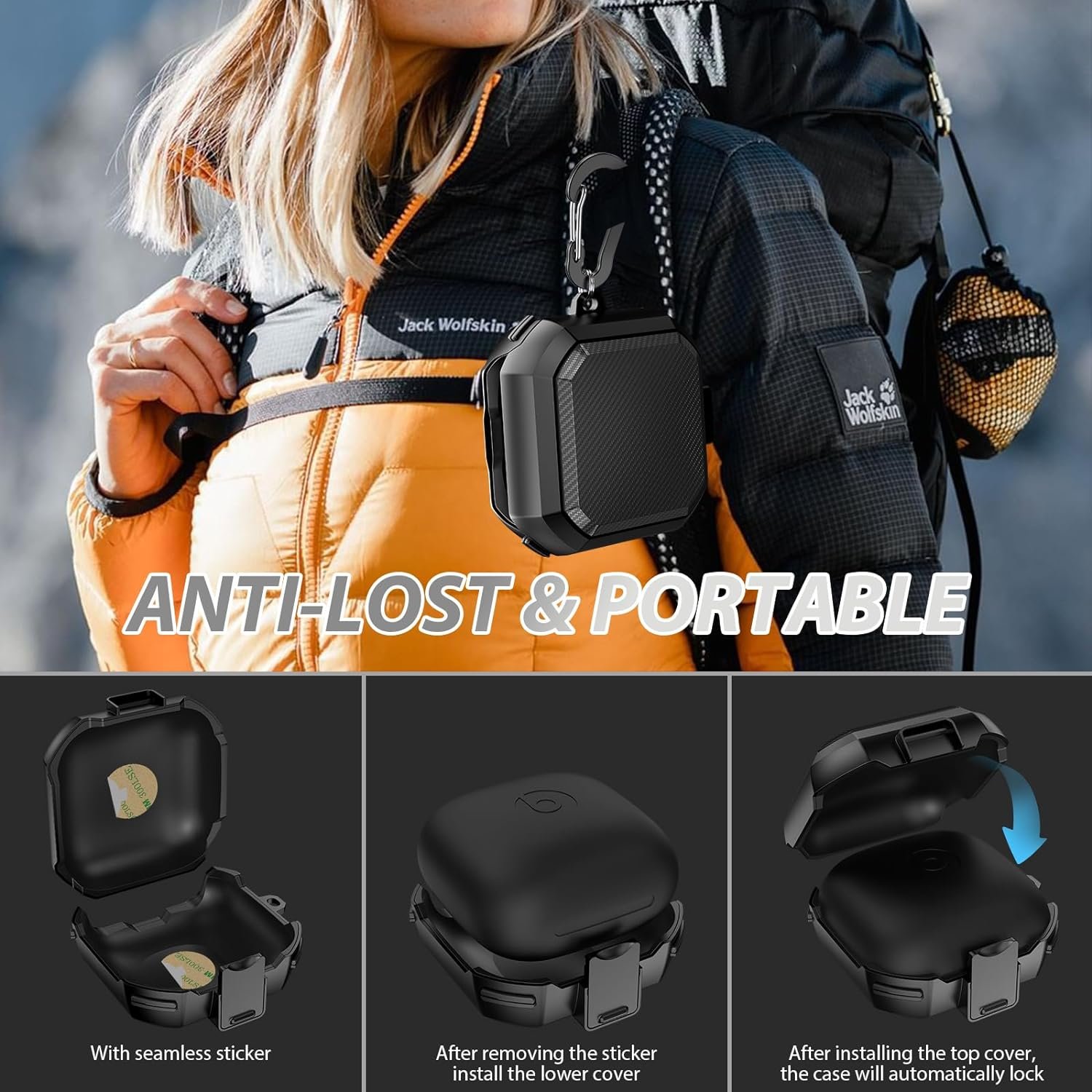 Powerbeats Pro Case Cover, Military Carbon Fiber Compatible with Powerbeat Pro Case, Four-Corner Wrapping and Safety Lock 360° Protect Your Powerbeats Pro (Black) - Image 5