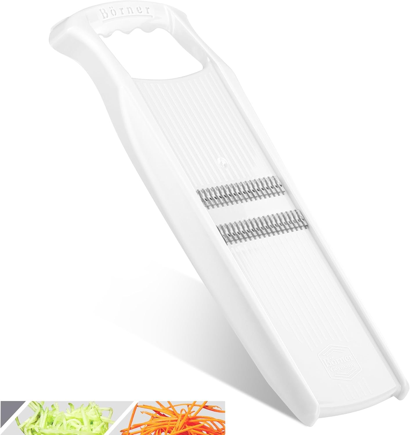 Börner Roko PowerLine Vegetable Slicer • Julienne Cutter for Fruit and Vegetables • Julienne Slicer for Fine Strips • Fine Vegetable Grater • Kitchen Slicer (White) - Image 2