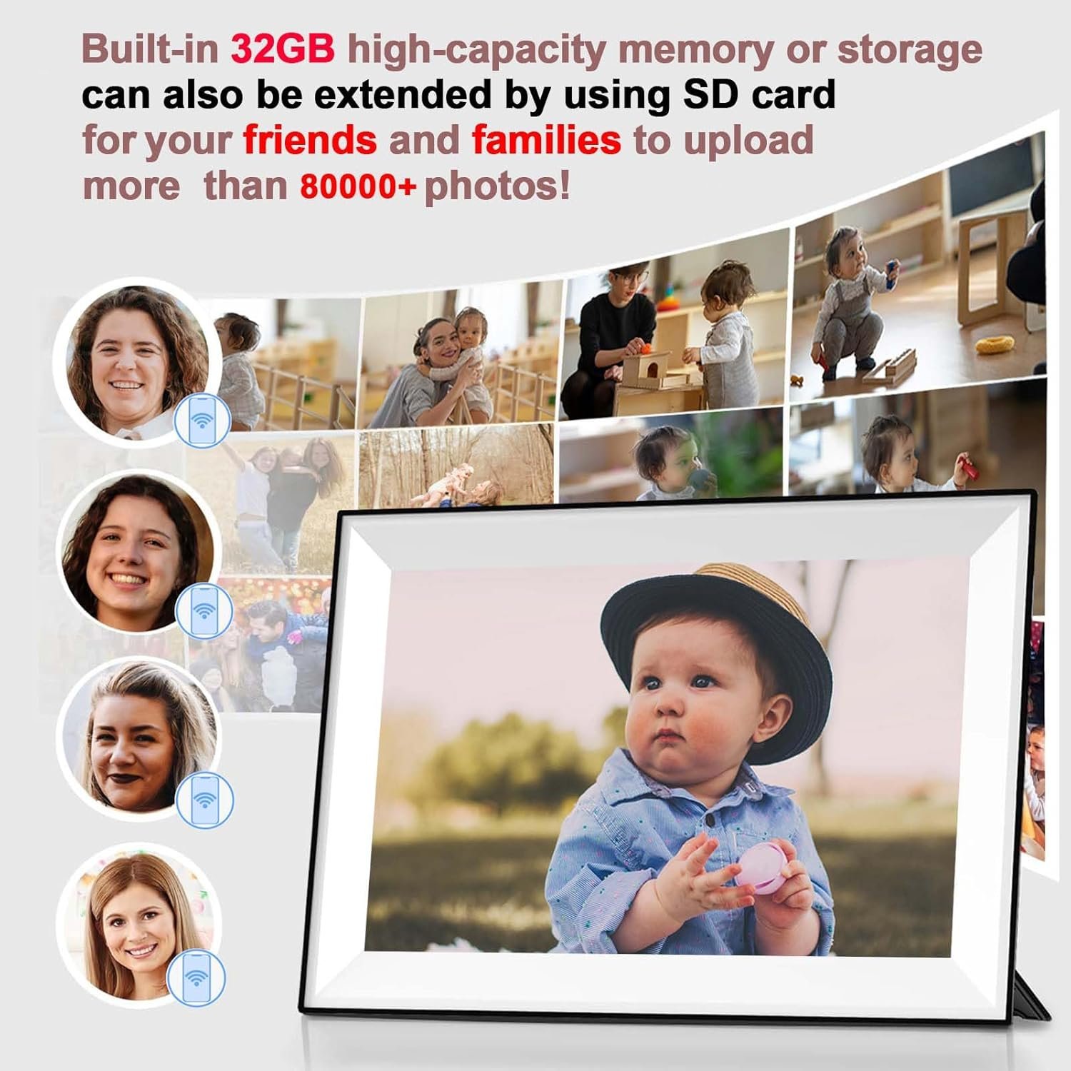 10.1" Digital Picture Frame 32GB Smart WiFi Photo Frame,1280 * 800 HD IPS Touch Screen,Auto-Rotate,Share Photos and Videos via Free App,for Christmas - Image 5