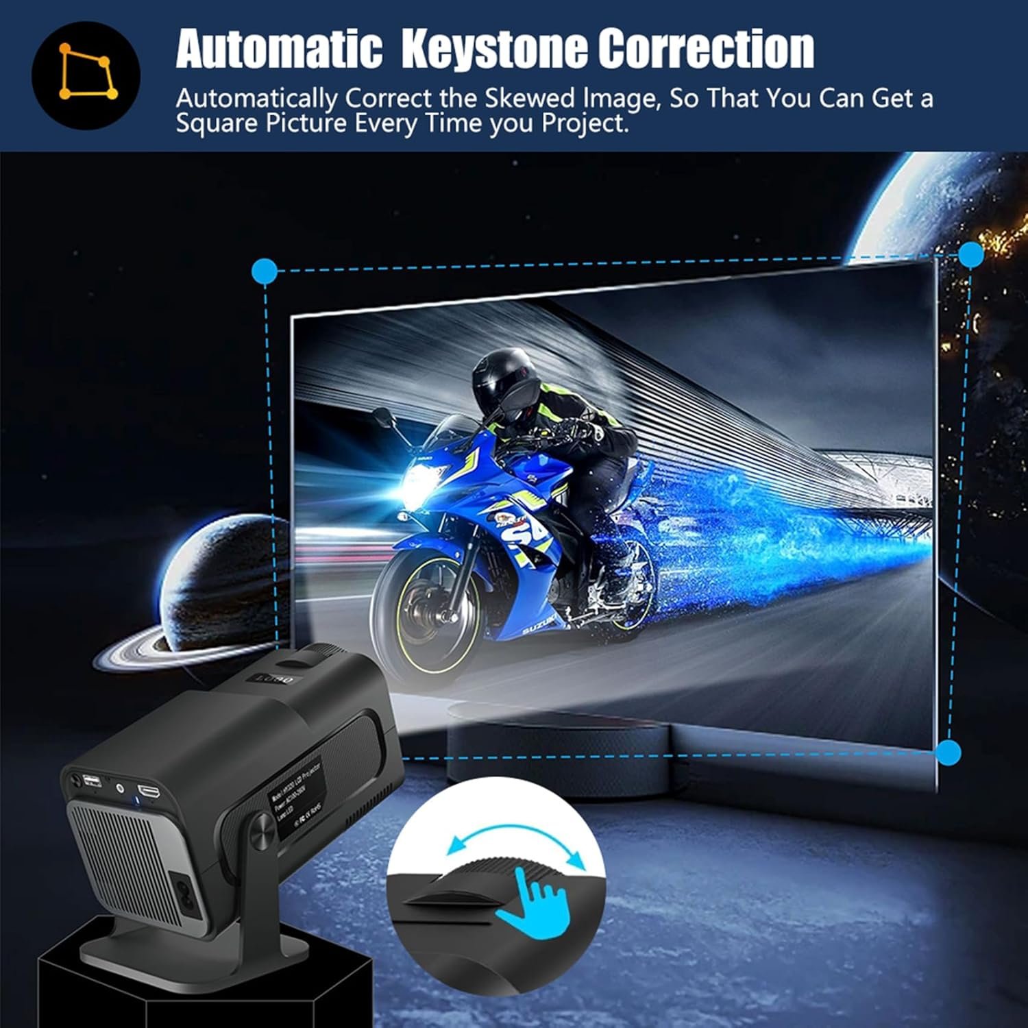 Projector with WiFi and Bluetooth, Mini Projector Portable 4K 1080P Full HD Support, Auto Keystone Correction Rotatable Wall Movie Projector for Bedroom Outdoor Phone HDMI USB Laptop - Image 10