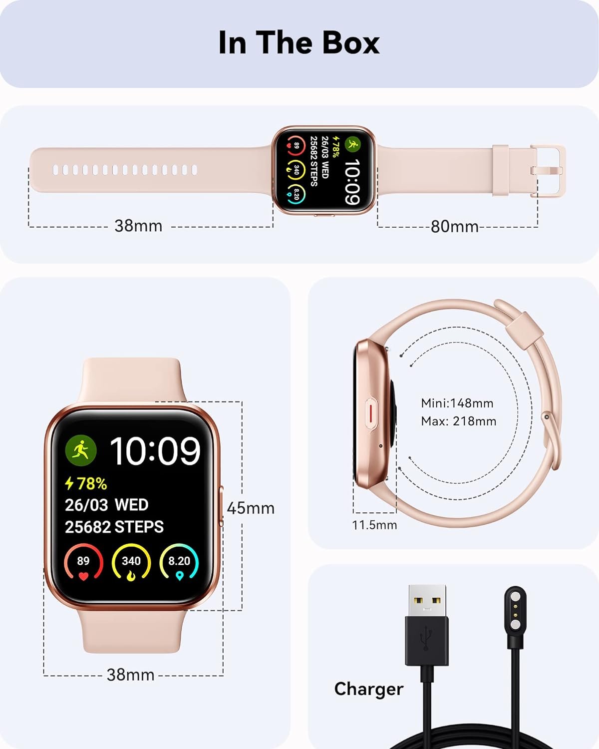 ENOMIR Smart Fitness Watch for Men Women(Answer/Make Call), Alexa Built-in, with Heart Rate SpO2 Sleep Monitor 100 Sports 5ATM Waterproof Activity Trackers and Smartwatches for iOS&Android Phones - Image 8