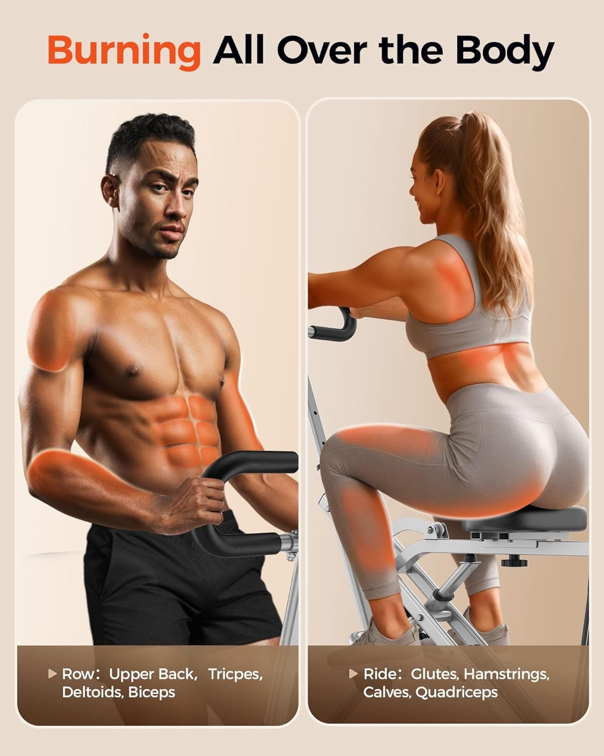 Sportsroyals Pink Squat Machine for Home,Rodeo Core Exercise Machine,330lbs Foldable,Adjustable 4 Resistance Bands,Ride & Rowing Machine for Botty Glutes Butt Thighs,Ab Back/Leg Press Hip Thrust… - Image 4