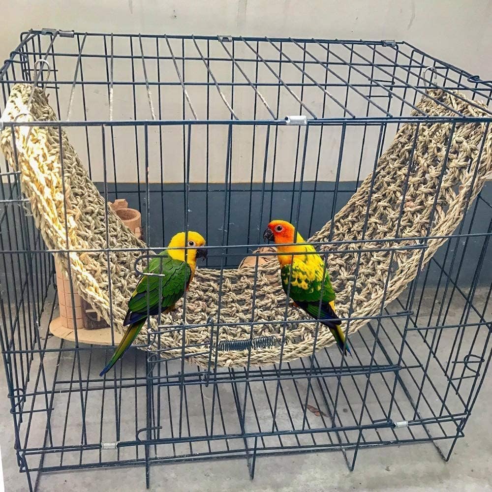 Bird Seagrass Mat 29.5"× 7" Parrot Natural Grass Woven Net Hammock Parakeet Climbing Rope Ladder Mat Chew Toys Cage Accessories for Pigeon Cockatiel Conure Budgie Cockatoo Rat Bearded Dragon - Image 6