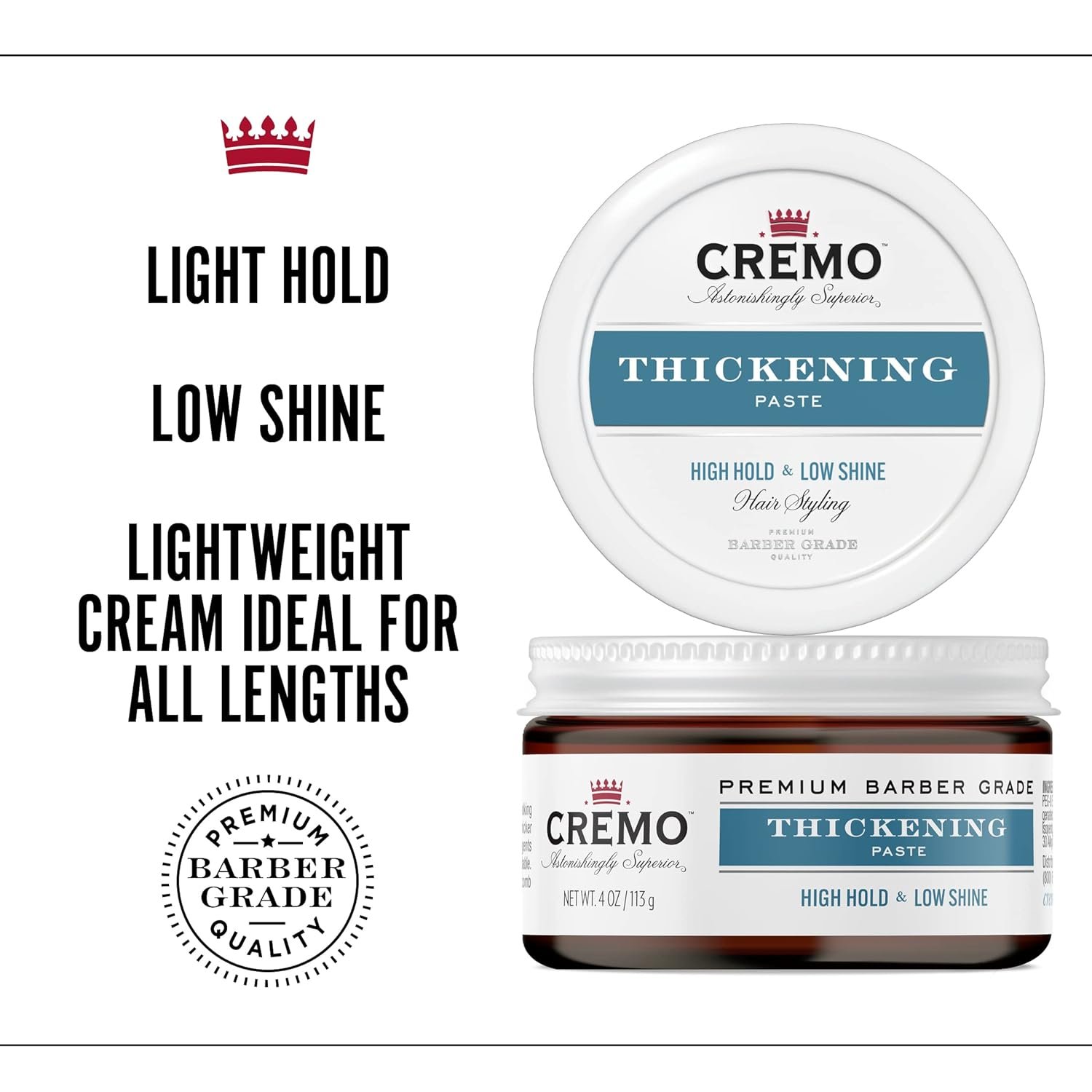 Cremo 4 Oz Barber Grade Hair Styling Matte Cream & Thickening Paste Bundle - Image 8